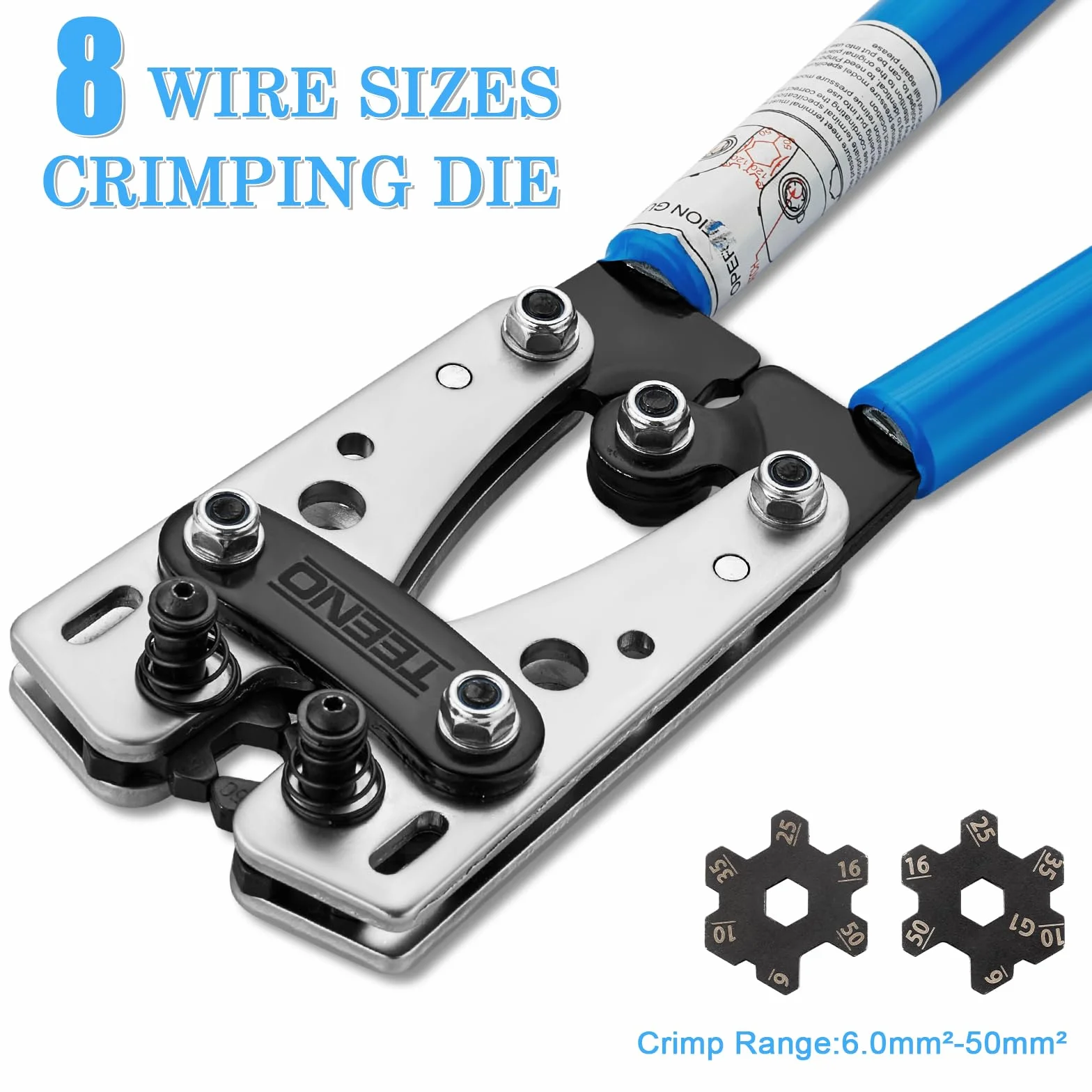 TEENO Alicates de Crimpado para Cables AWG10-1/0 6-50 mm² con Bolsa Portátil