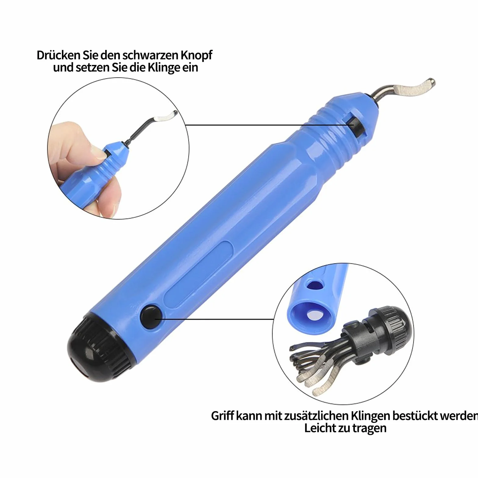 Desbarbador Manual Plástico 10 Piezas Cuchillas 360° Rotación Herramienta Desbarbado 5 Limas Diamante Acero Aluminio Plástico Madera