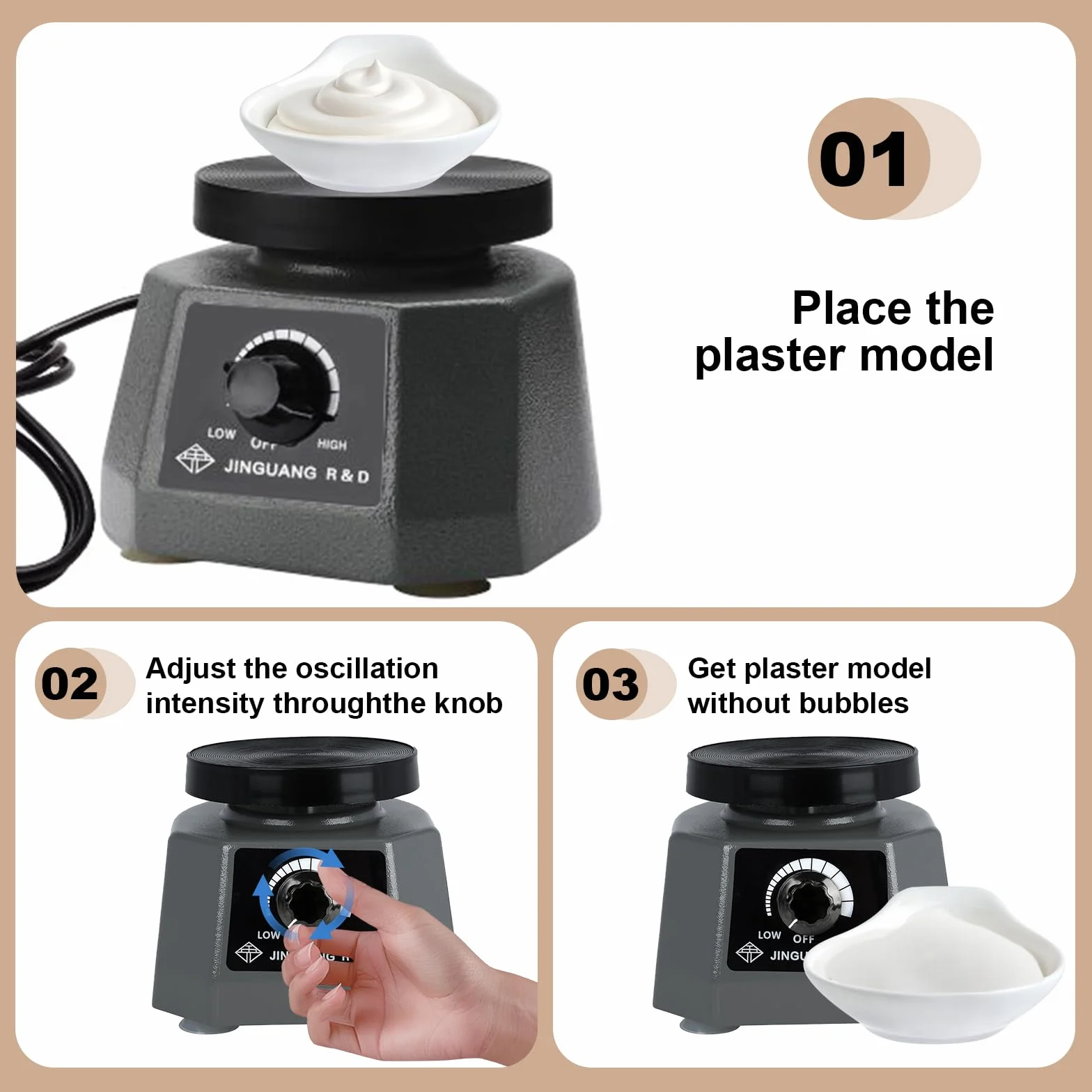 Placa Vibratoria de Yeso 4 Pulgadas 220V 100W Eléctrica Velocidad Ajustable