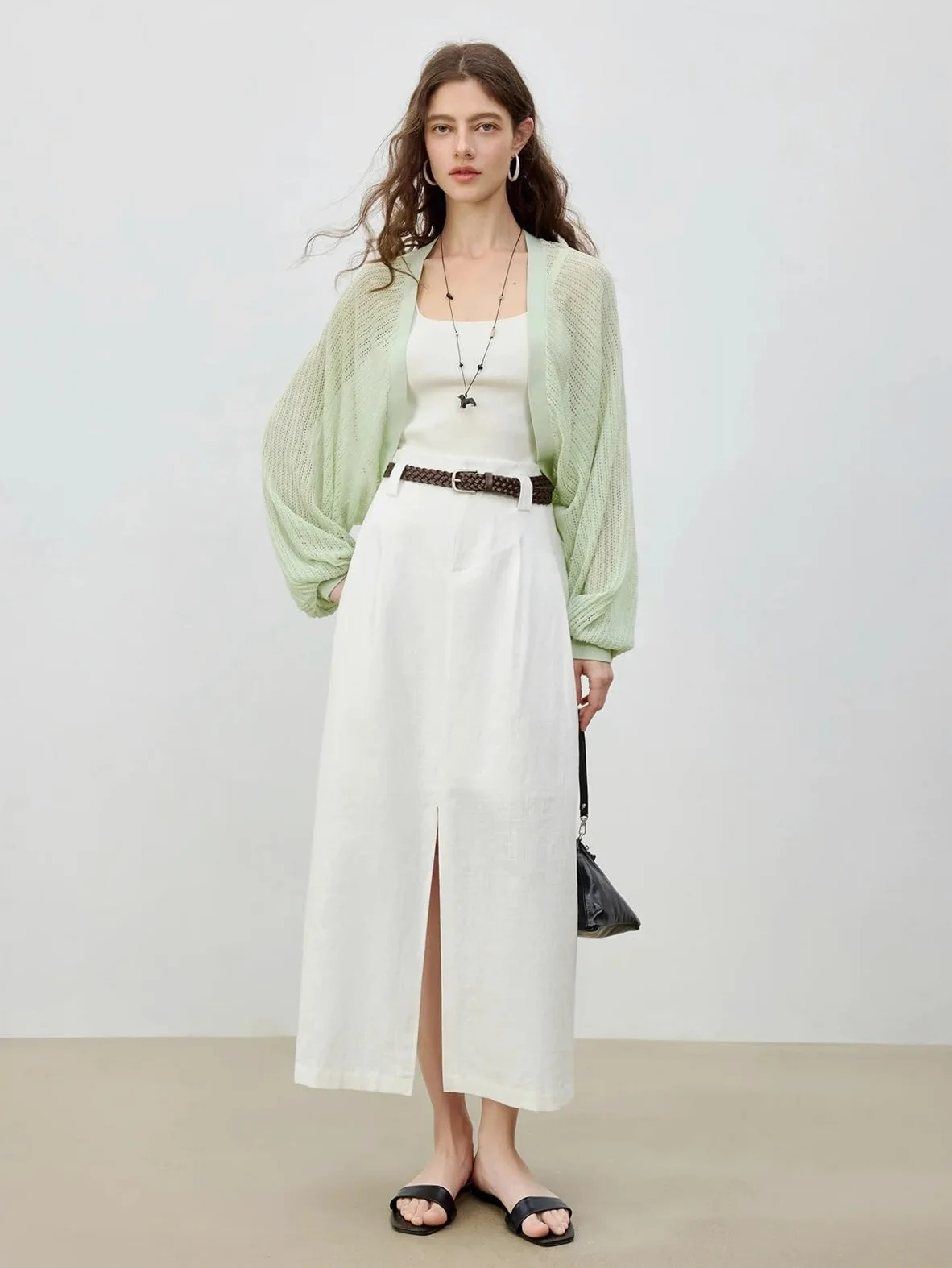 Falda Midi de Lino Verano for Mujer, Dobladillo con Triple ventilación y Estilo Transpirable, Faldas Sueltas Informales Conjuntos de Verano
