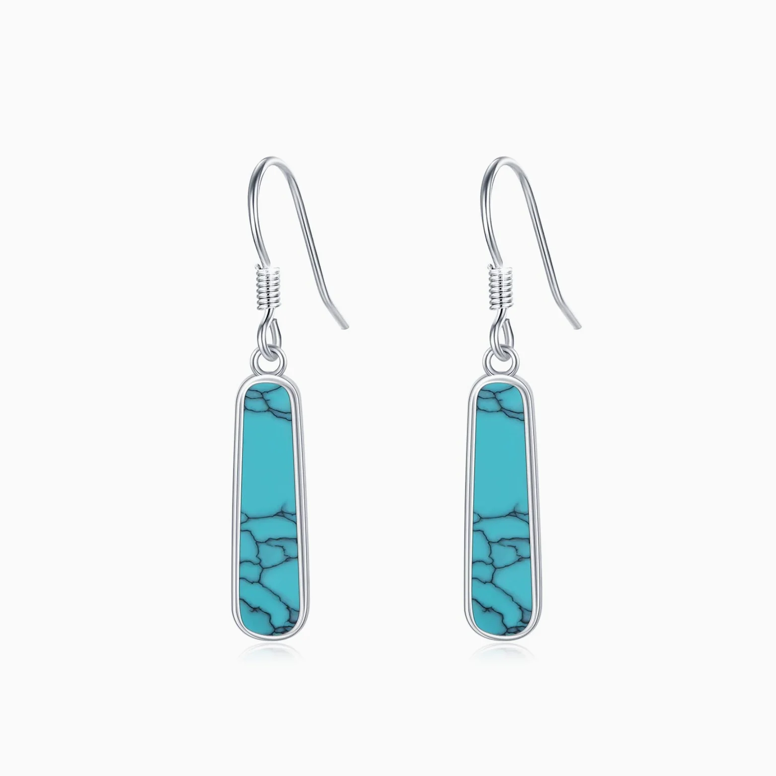 Pendientes rectangulares de color turquesa, pendientes turquesa, plata de ley 925, círculo turquesa para orejas sensibles, pendientes turquesa con piedras preciosas, regalo para mujeres, hijas y