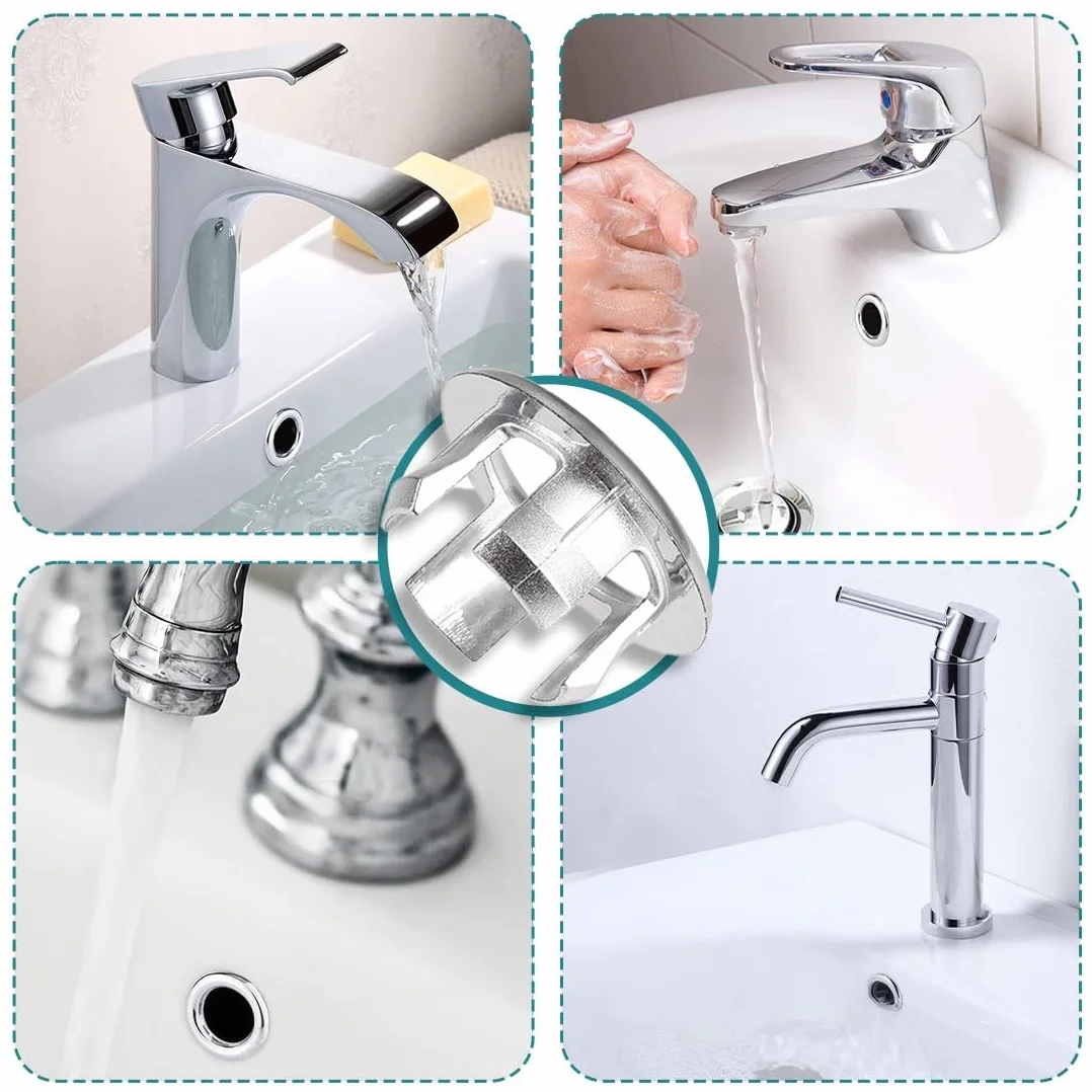 Embellecedor Lavabo Agujero, Tapa Rebosadero Lavabo, Anillo Desbordamiento, 9 Piezas para Baño o Cocina