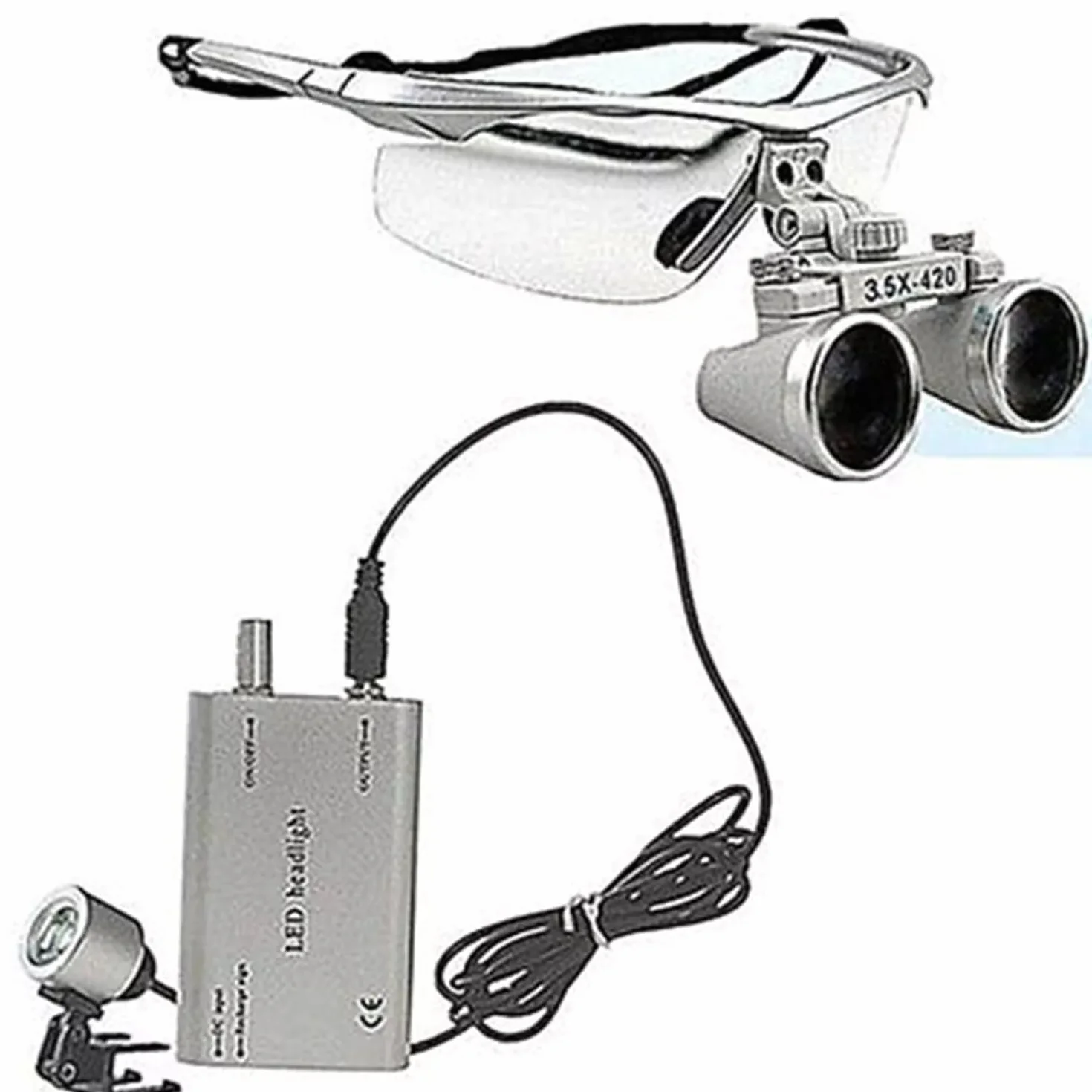 Gafas de lupa para dentista con faro LED 3.5x 420 mm