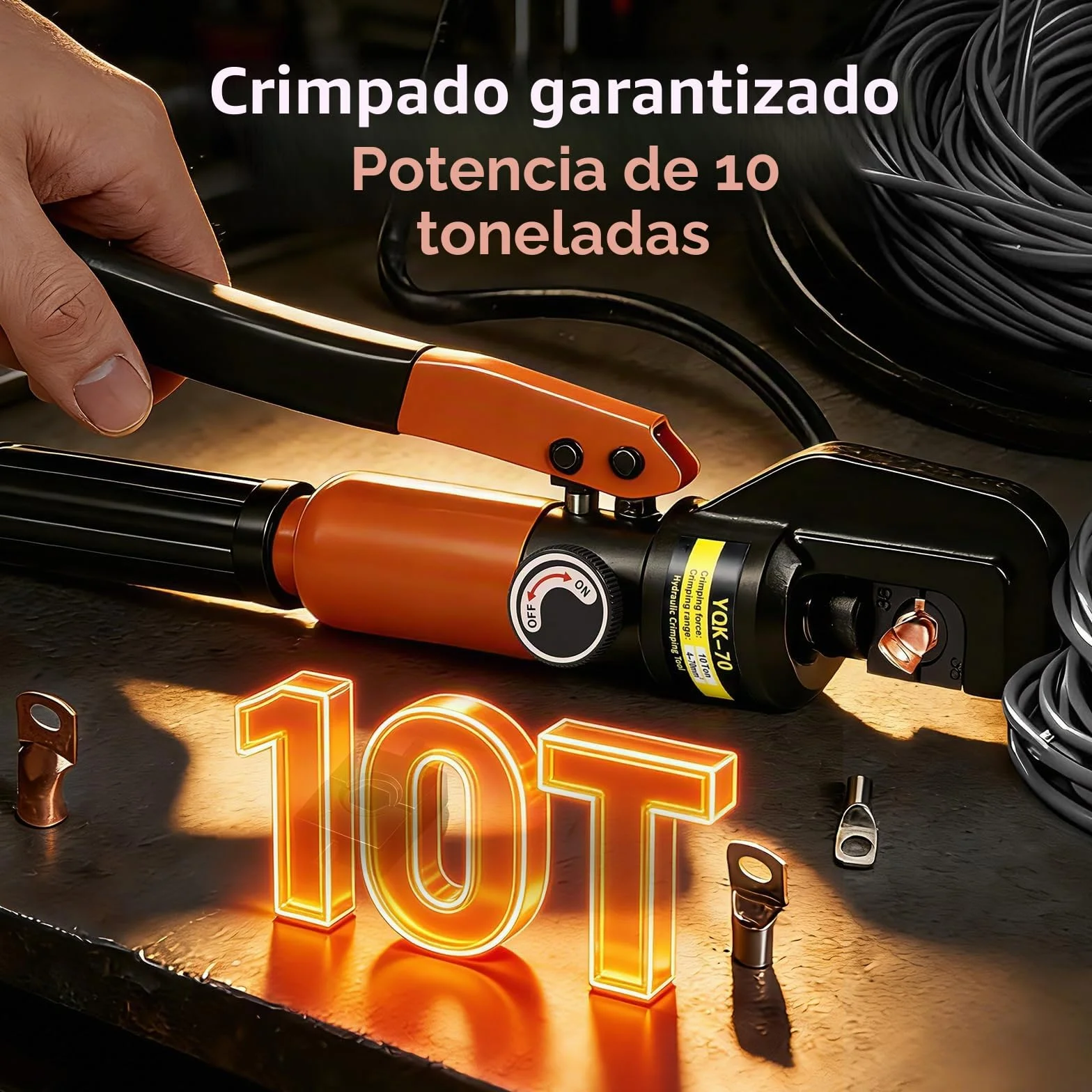 Bonvoisin Crimpadora Hidráulica 9 Juegos de Moldes 4-70mm Cuadrados Mango Aislado Cuerpo de Acero