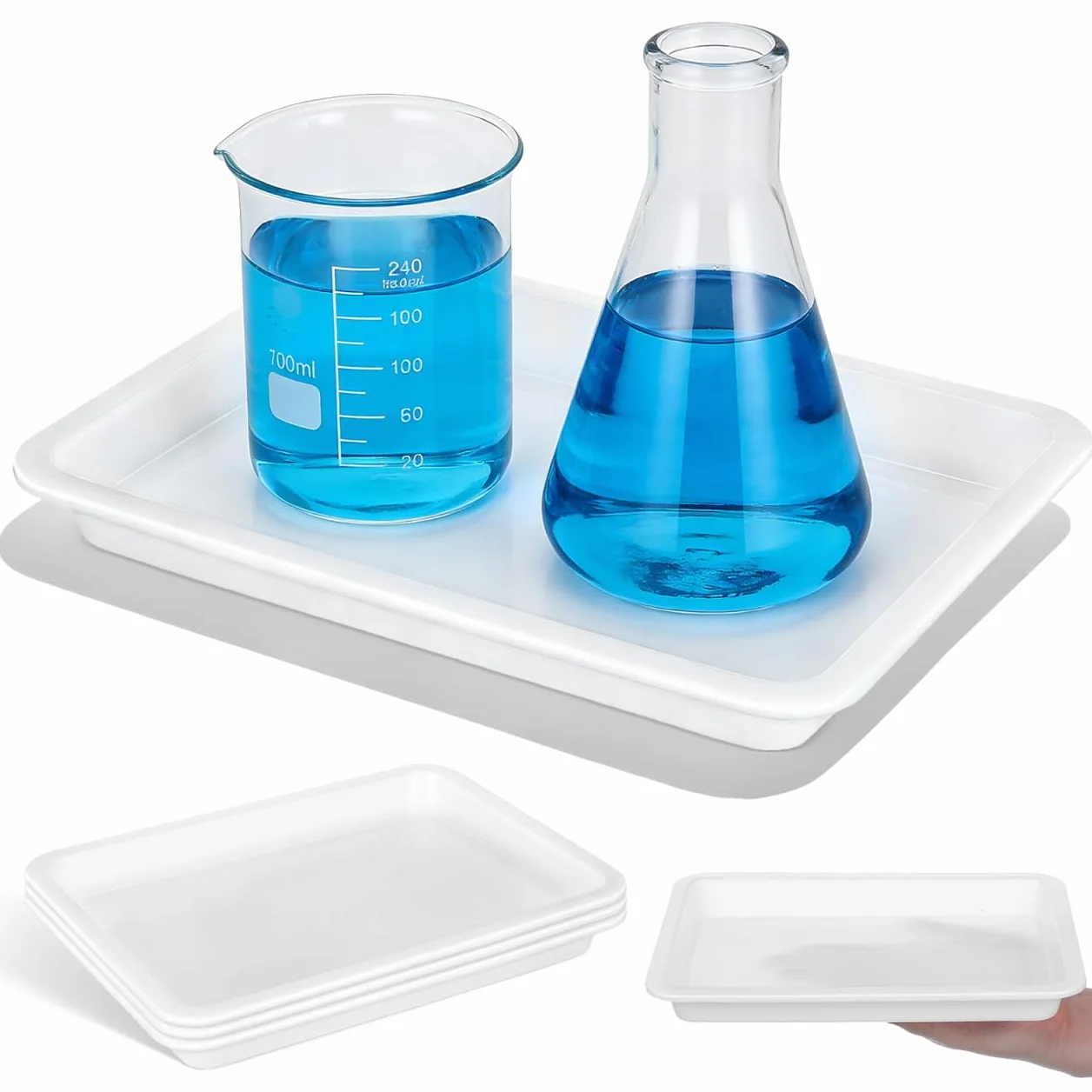 Bandejas Laboratorio Trayectoria Resistente Ácidos y Álcalis 4 Piezas Experimentos Químicos
