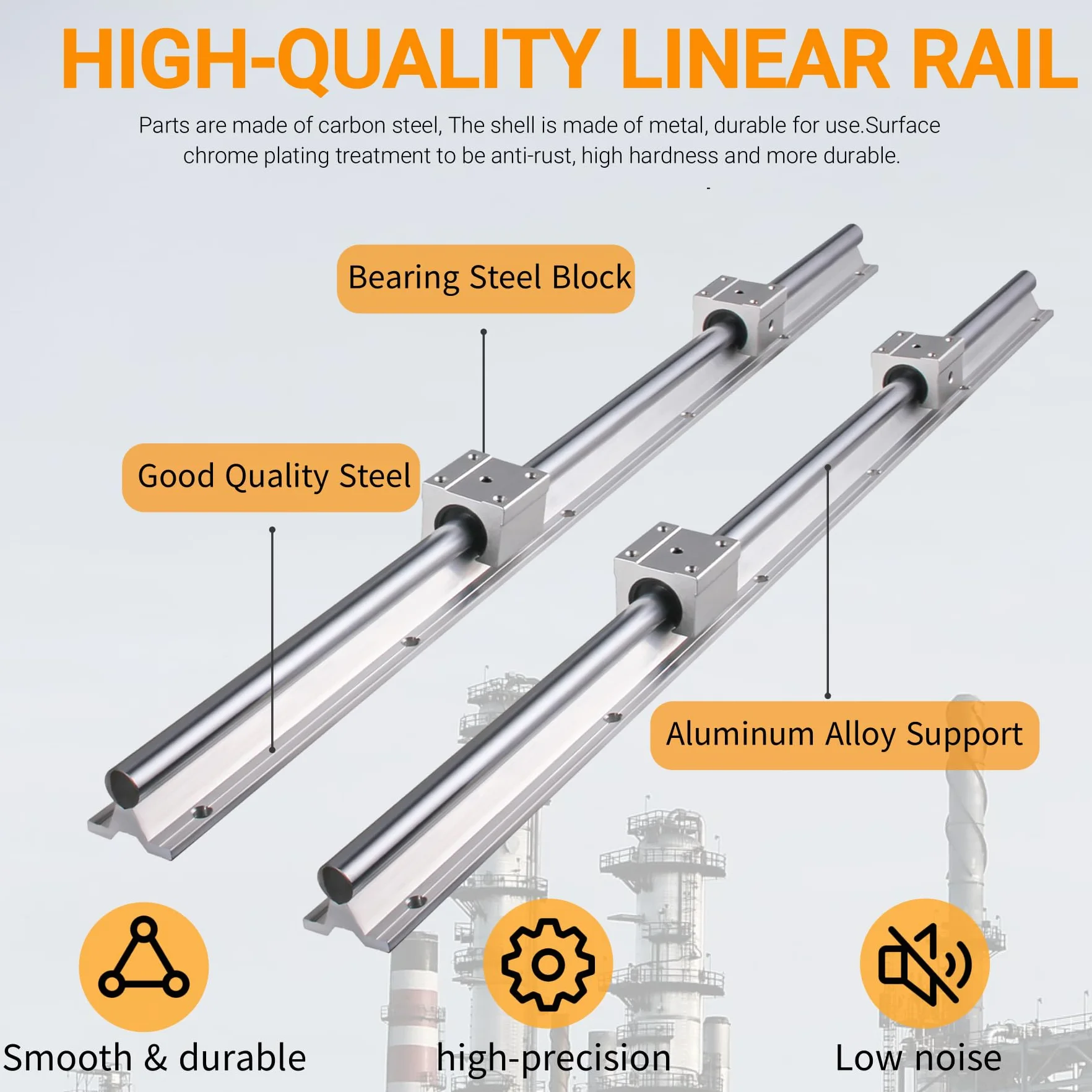 Riel lineal SBR12-500 mm con 2 ejes guía SBR12UU para impresoras 3D y CNC