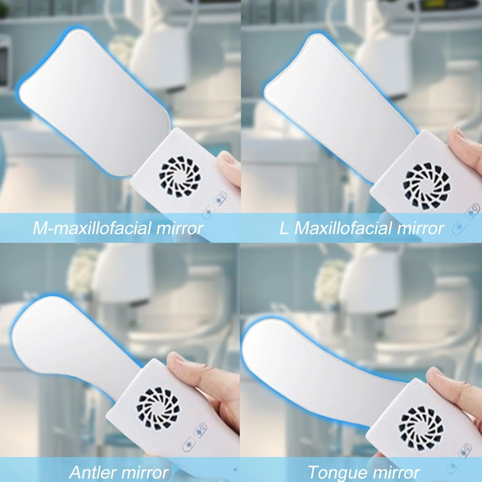 Espejo dental oclusal fotográfico con ventilador de luz y reflector intraoral de vidrio chapado antivaho