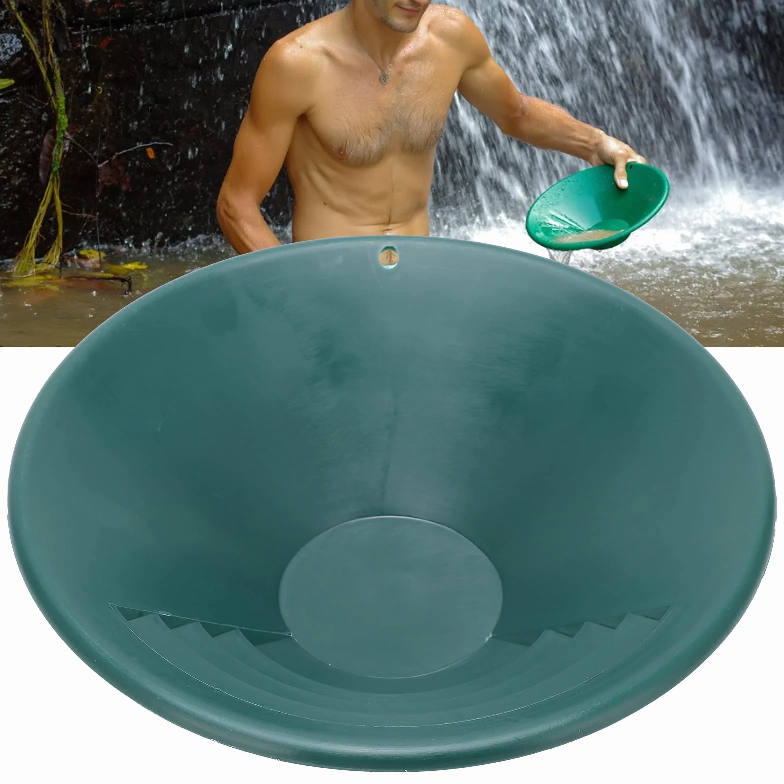 Bandeja de Prospección Oro 260mm Equipo Manual Lavado Minería Recuperación Oro Fino Tamiz