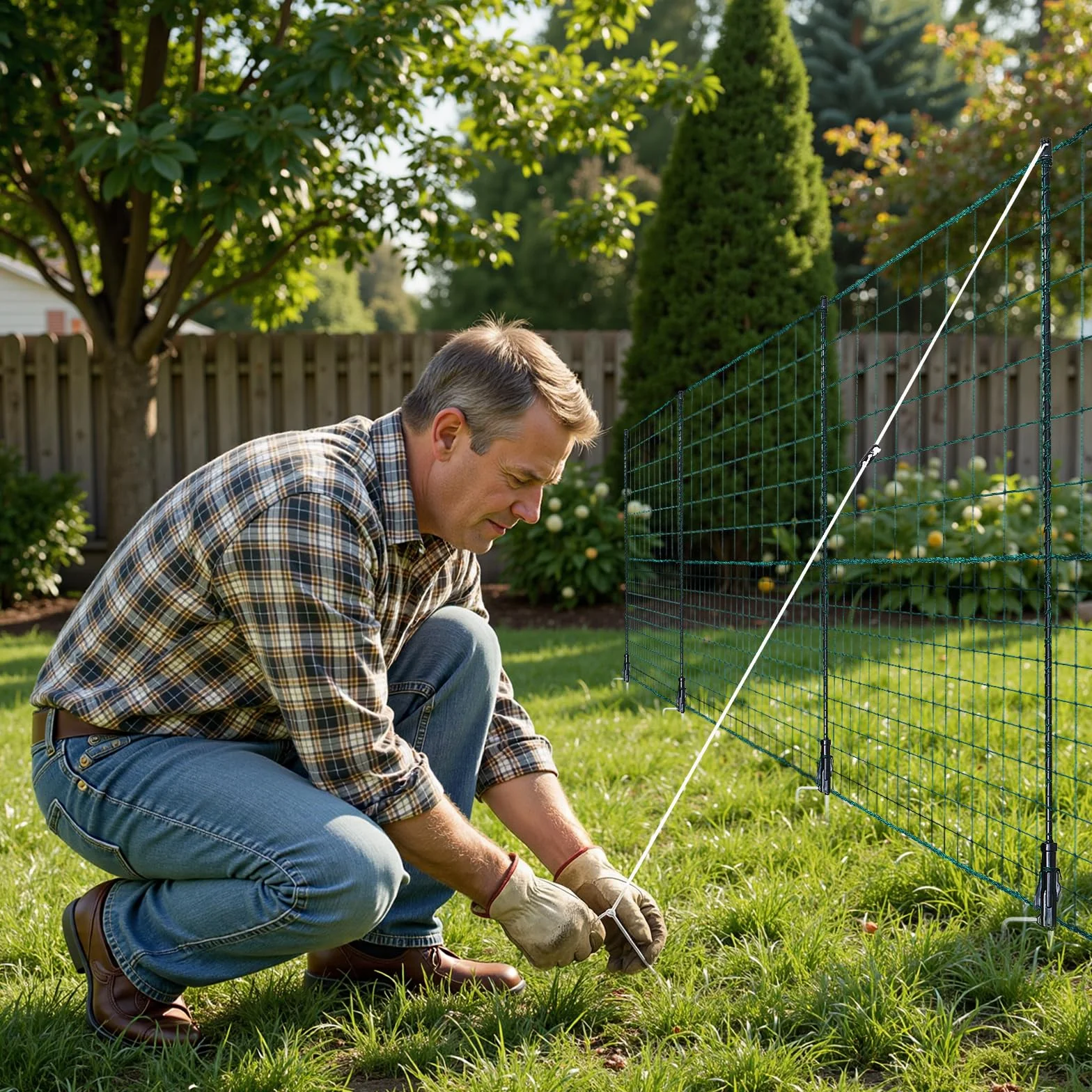 VEVOR Valla de Pollos y Perros, Malla de Protección para Jardines, Red Plástica de Seguridad Verde (25m×1.05m)