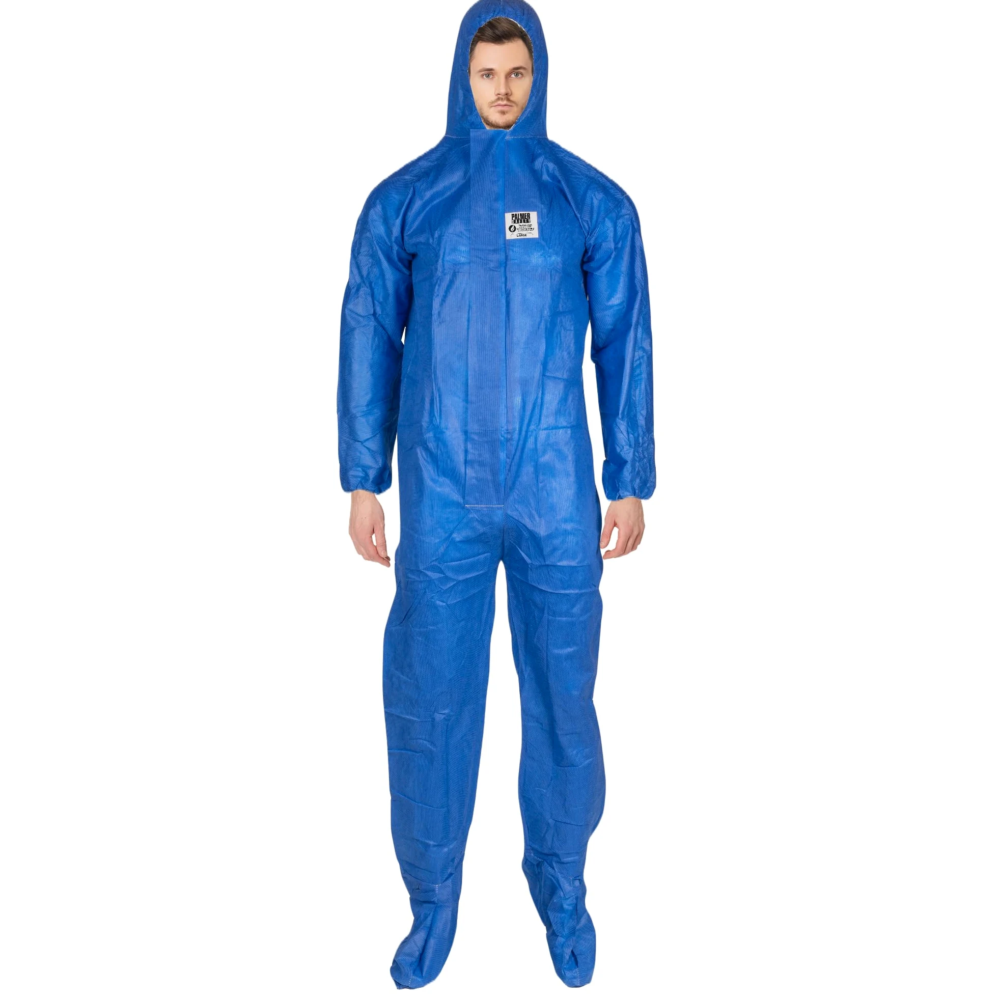 ATERET Overol desechable I paquete de 5, traje protector azul, ignífugo, traje de cuerpo completo con capucha adjunta para aceite y gas, Azul, XX-Large