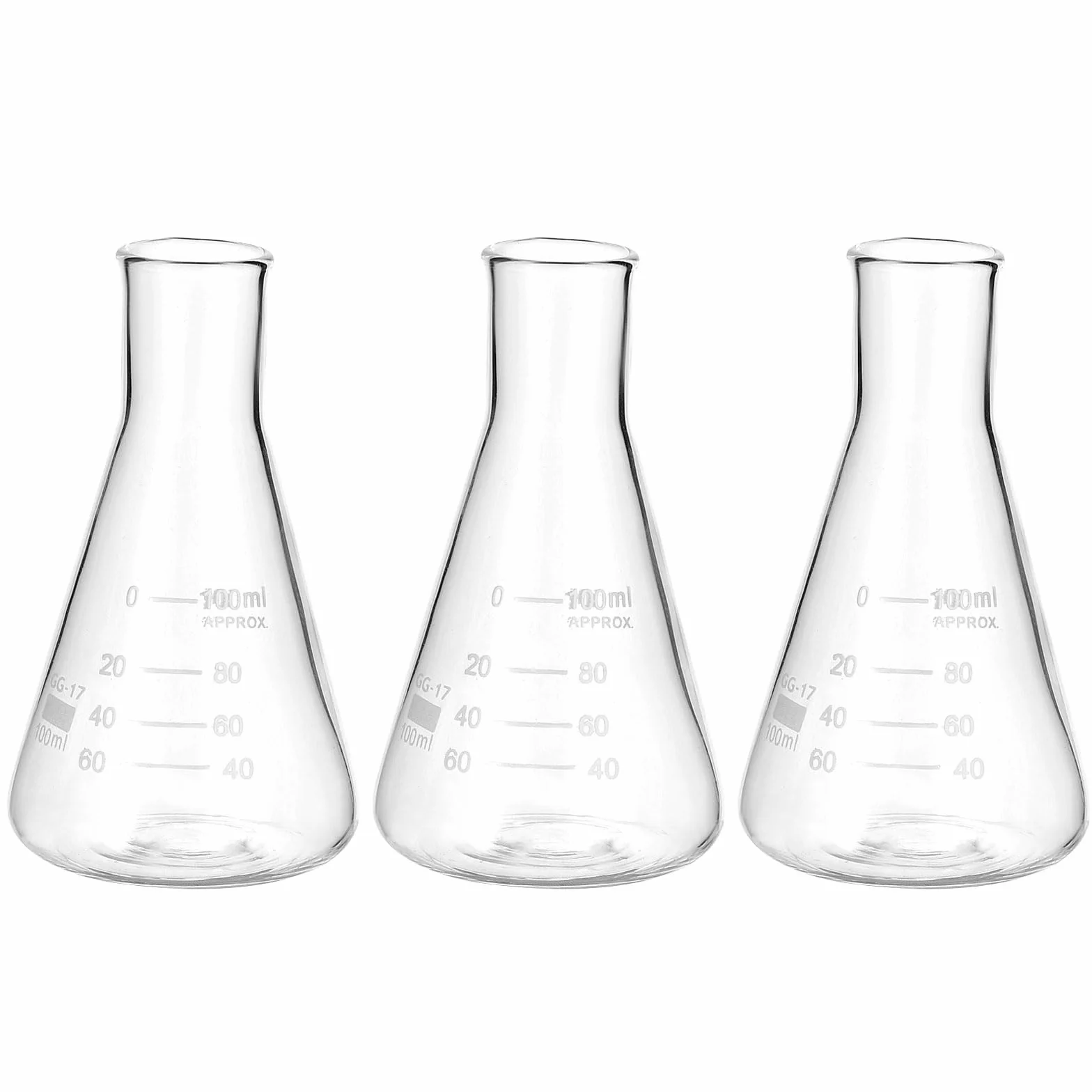 PATIKIL Kolba Erlenmeyer 3 szt 100 ml Szkło Borokrzemianowe Z Podziałką Laboratorium Chemiczne