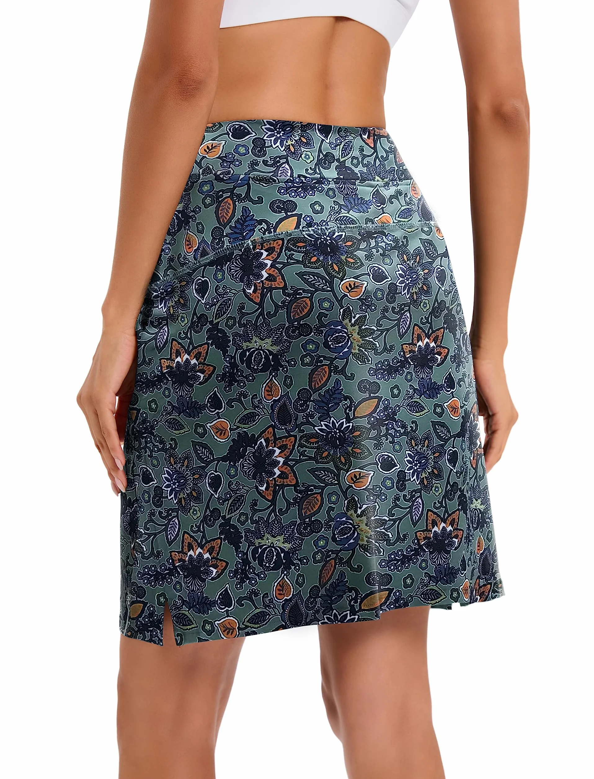 Falda pantalón de golf para mujer con bolsillos, cintura elástica, longitud hasta la rodilla