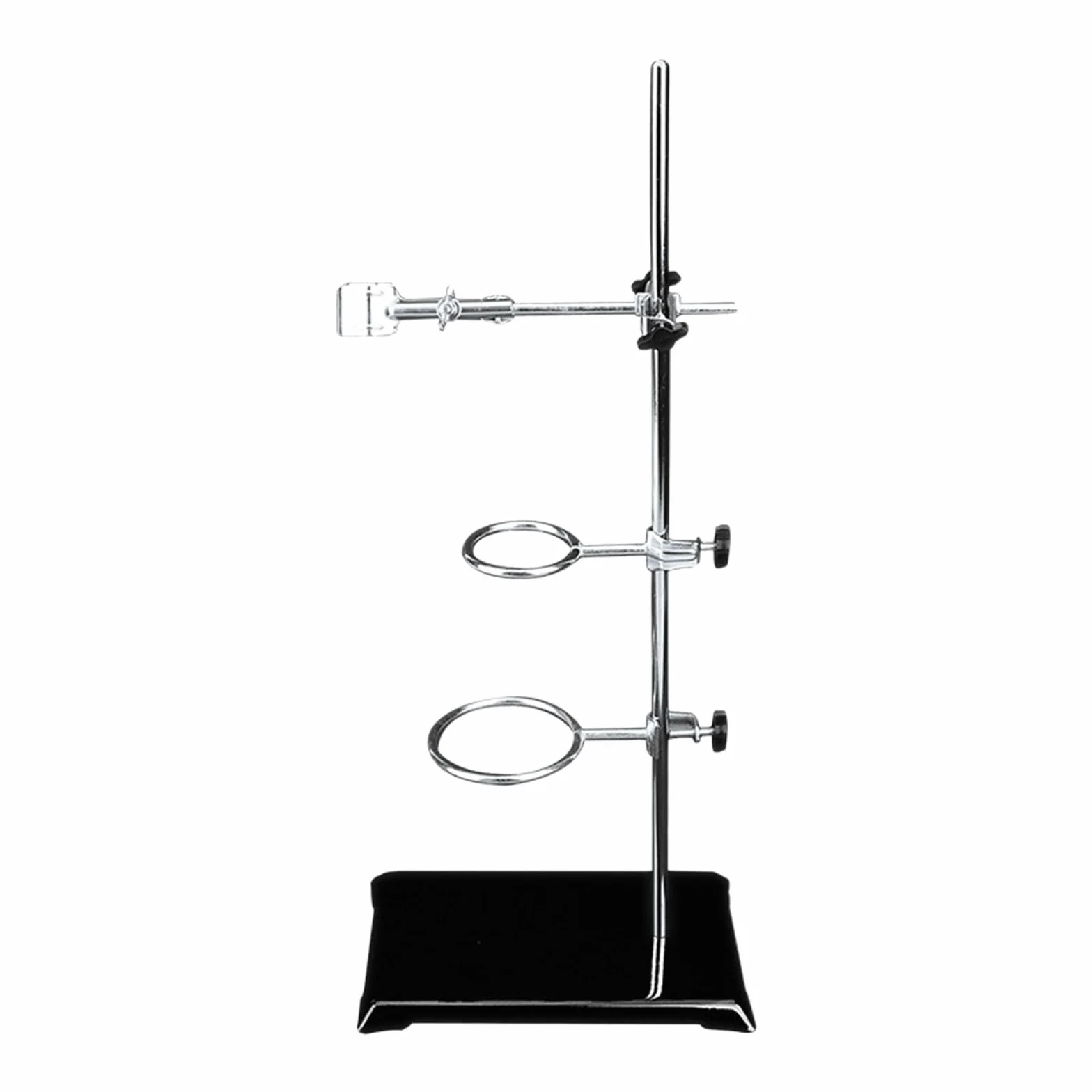 Soporte de laboratorio 35 cm para experimentos de química con superficie inoxidable y abrazaderas de apriete