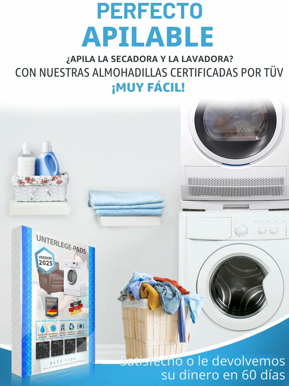 Almohadillas de Goma Antivibraciones 4 Piezas XXL para Lavadoras y Secadoras Soportes Seguros 9x9x1 cm