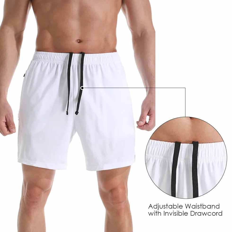 Pantalones cortos deportivos para correr para hombre, ligeros, de secado rápido, con bolsillos con cremallera