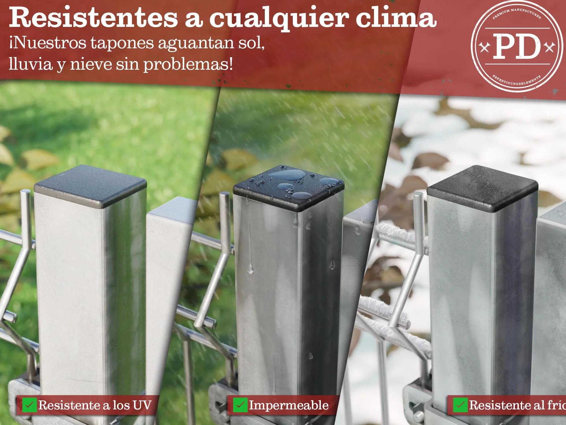 Tapones laminares 15x15mm para tubo cuadrado de plástico PE negro 10 pcs