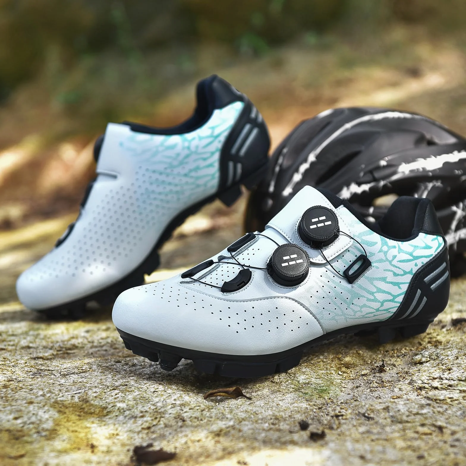 SDEQA Zapatilla de MTB Hombre, Zapatos Bicicleta de Montaña Compatible con SPD Pedales de 2 Tornillos con Calas Zapatilla de Ciclismo Unisex Adulto