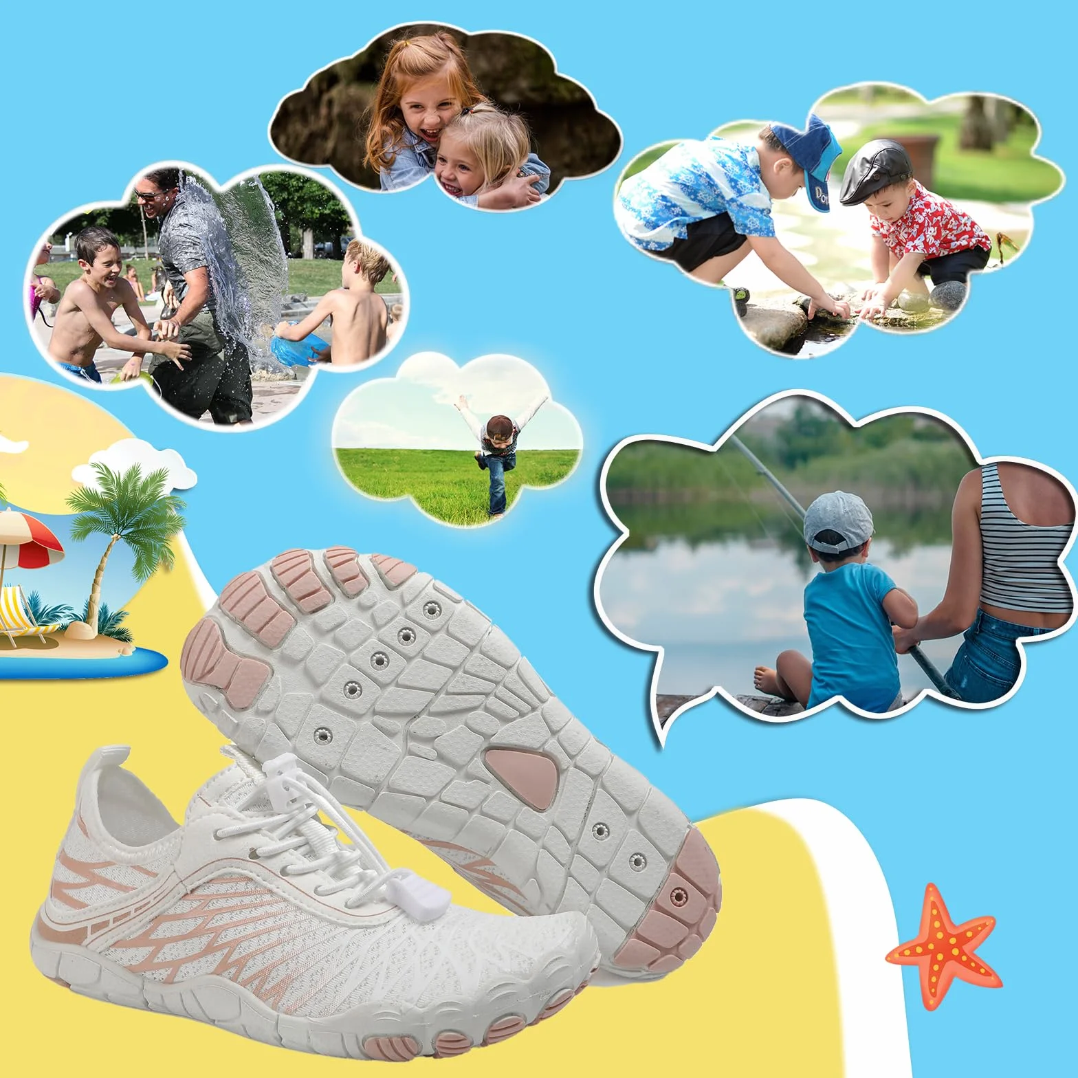 AONETIGER Zapatos descalzos para niños, transpirables, de secado rápido, antideslizantes, tallas 26-35