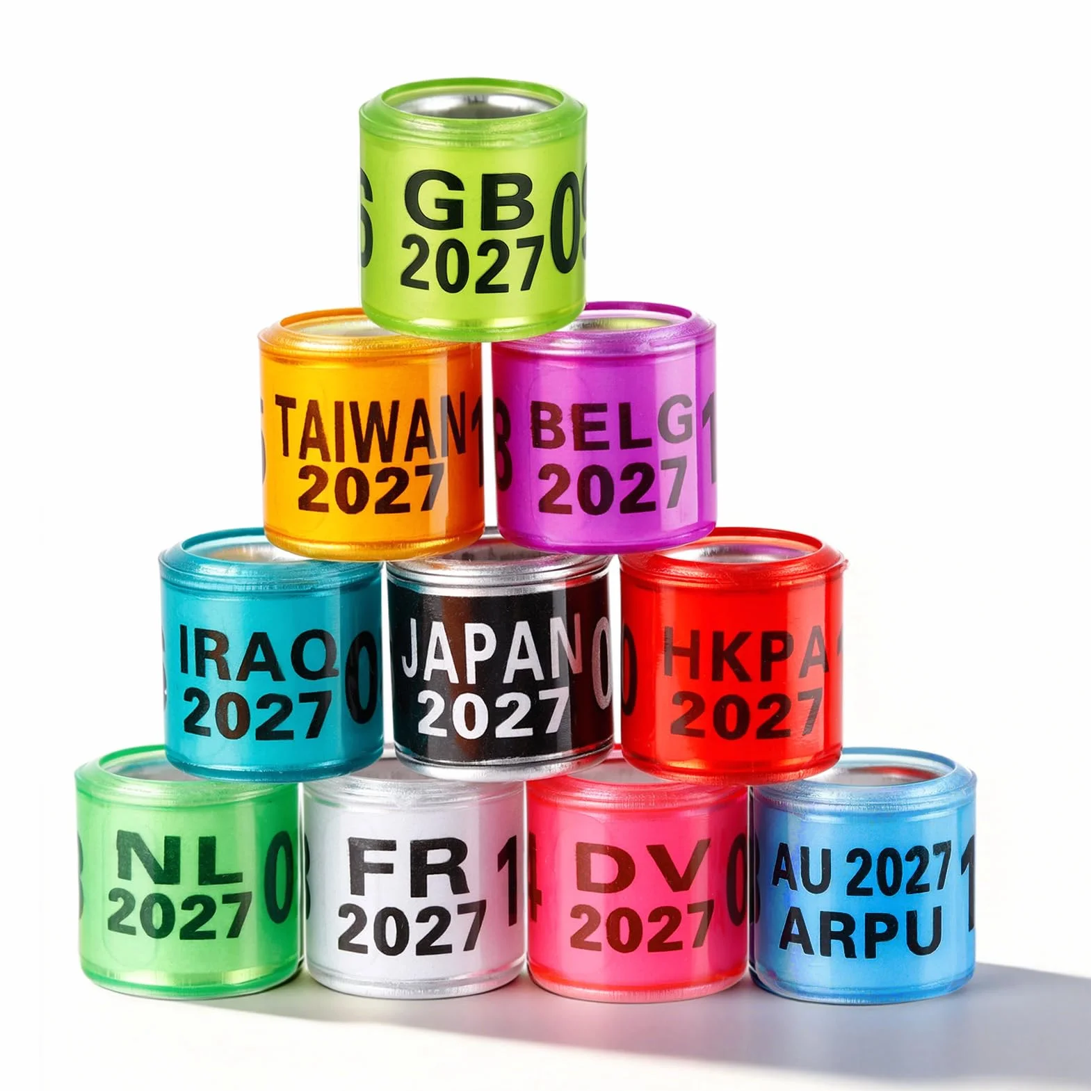 Anillos de aluminio para patas de paloma 10 colores identificación bandas 2026