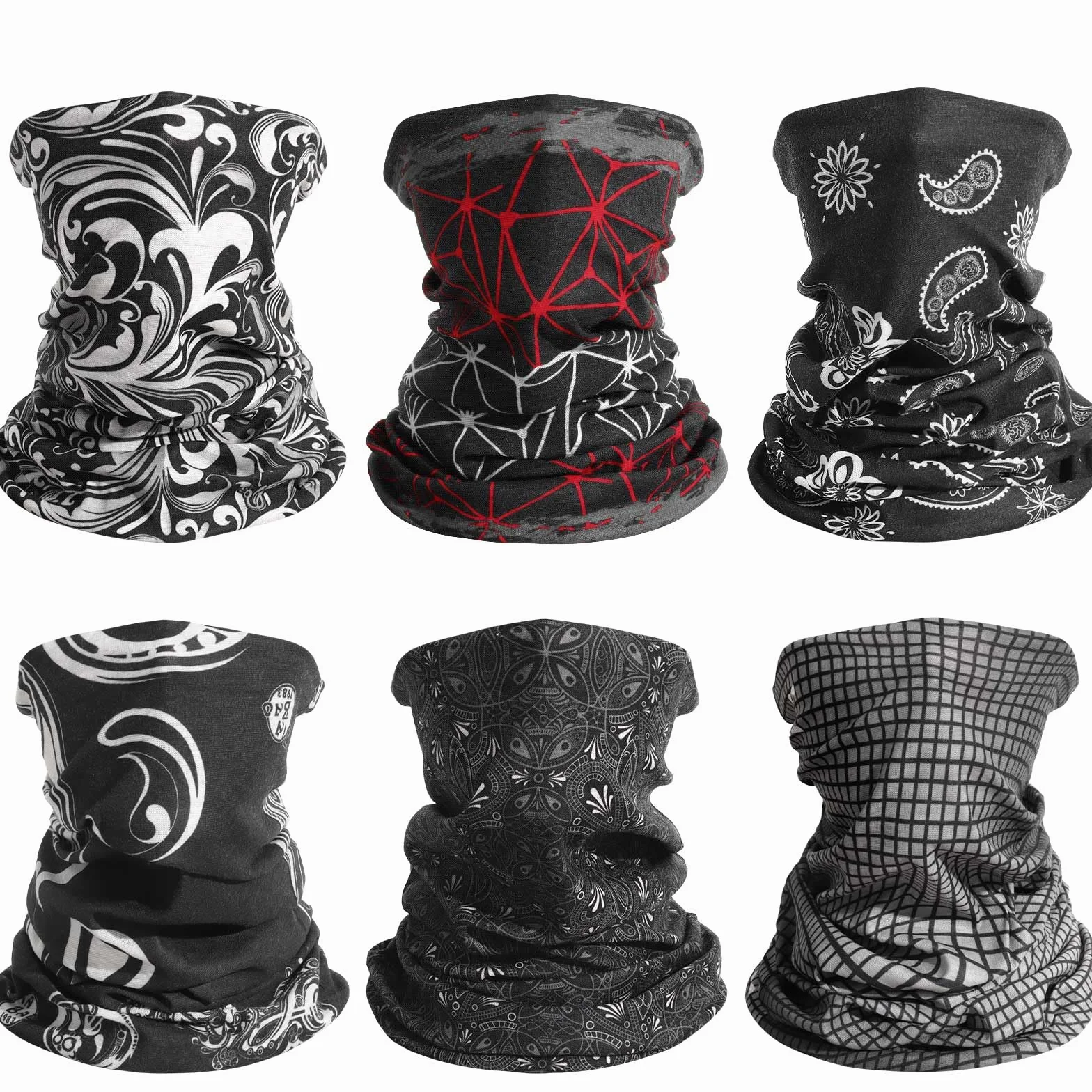 AWUMBUK 6 Piezas Braga Cuello Hombre Moto,Multifuncional Bandana Braga Cuello Mujer sin CosturaBraga Ciclismo Hombre Poliéster Diadema Elástica para Yoga Ciclismo Bici Correr