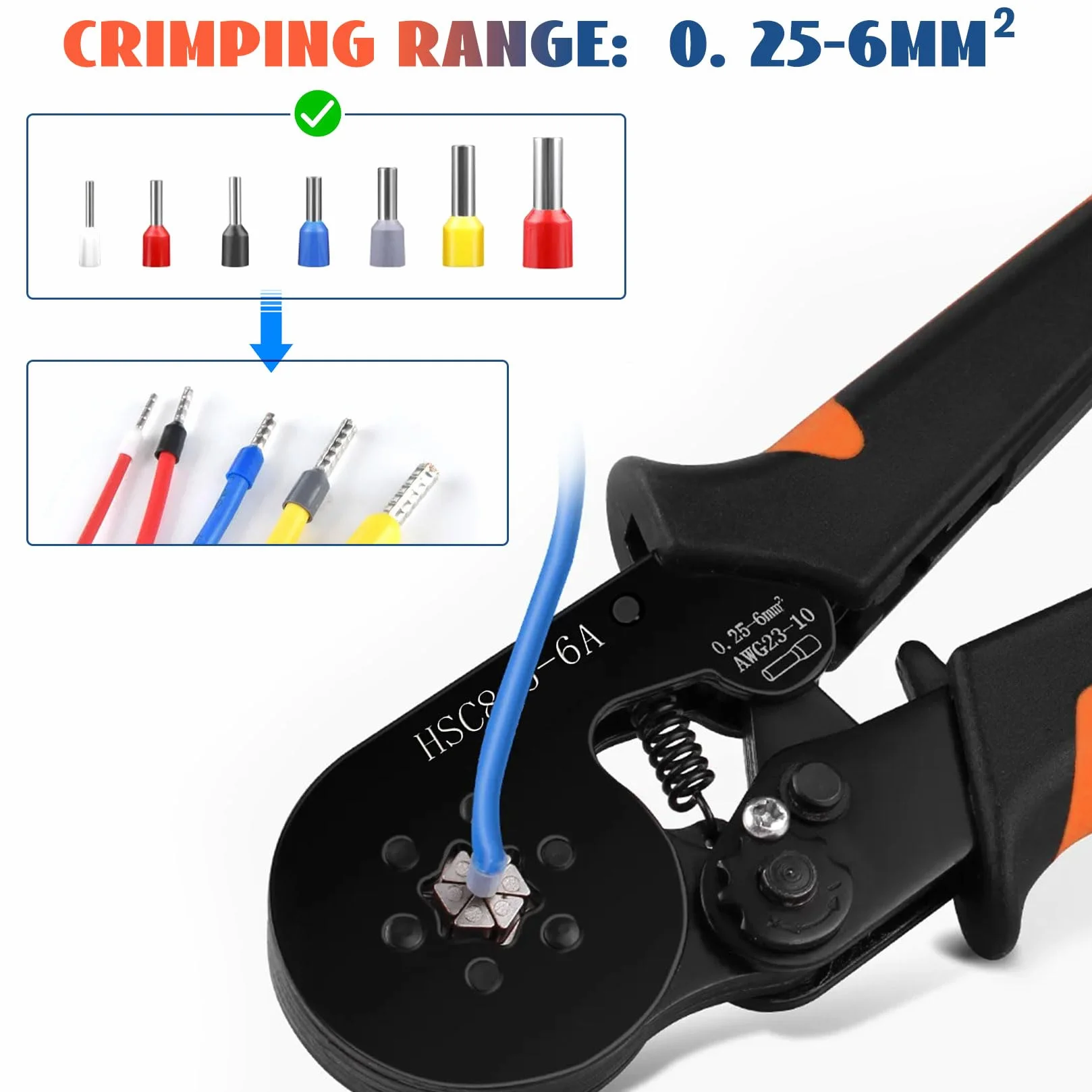 Idota Crimpadora 0.25-6mm² Terminales Electricos Hexagonales Punteras