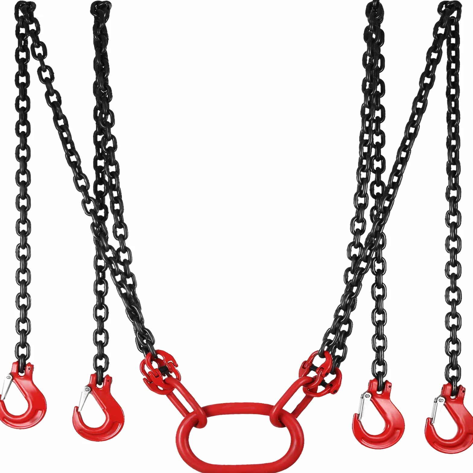 MOH Cadenas de elevación de 4 patas 4 m 5T G80 acero aleado arnés cadena gancho horquilla capacidad carga 11000 libras