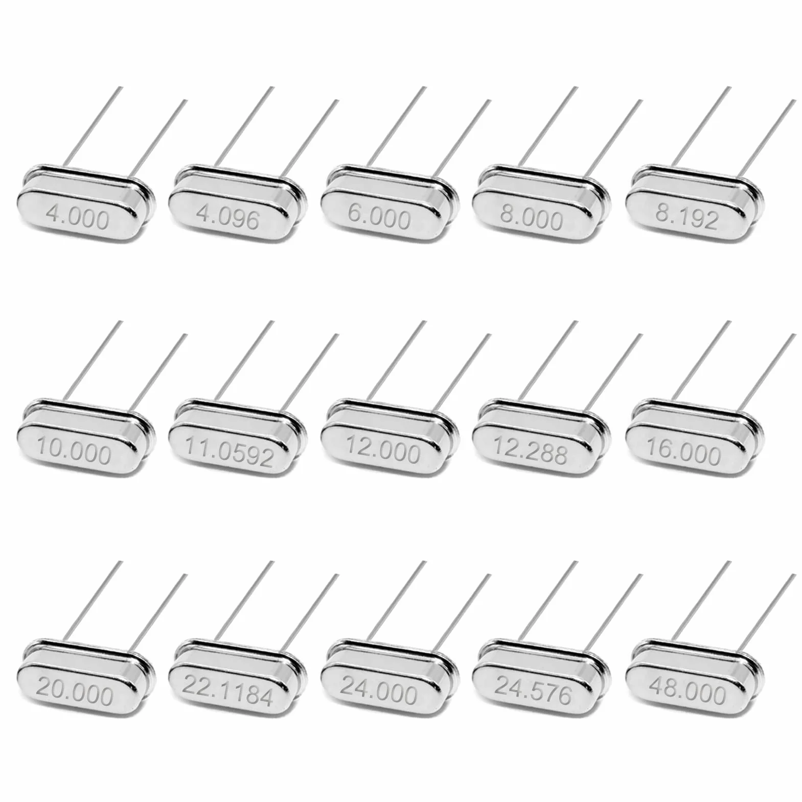 AUKENIEN Oscilador Cristal de Cuarzo Kit 15 Valores 60 piezas 4-48MHz Resonador