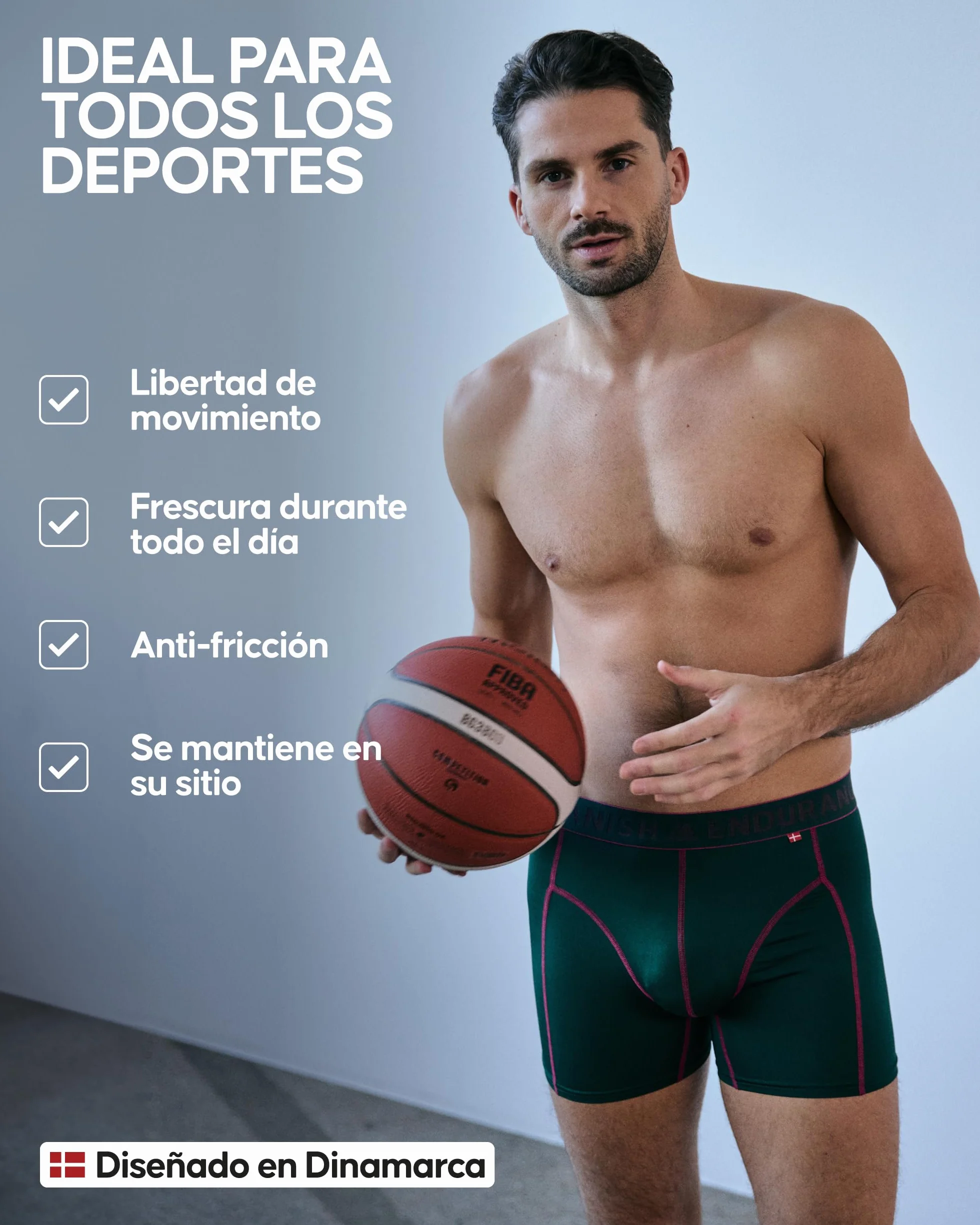DANISH ENDURANCE Calzoncillos Hombre Boxer Deportivos, Ajustados y Transpirables, Ropa Interior Deportiva Hombre, Pack de 3