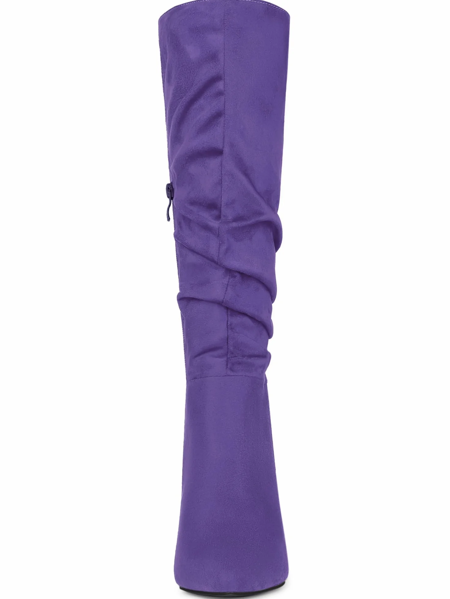 Allegra K Botas altas hasta la rodilla con punta puntiaguda y tacón grueso para mujer