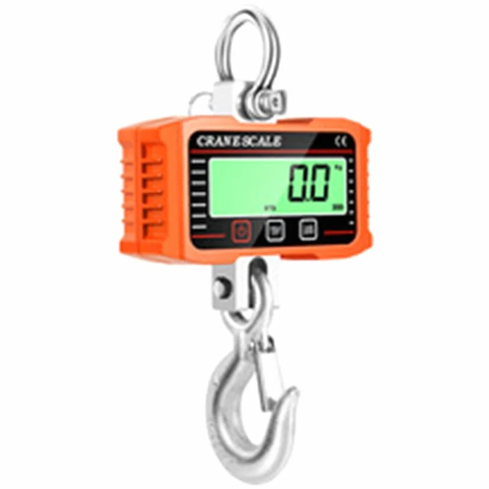 Balanza de Equipaje portátil, Báscula Colgante Digital LCD de 2000 kg con Gancho de Bloqueo kg/LB/N, Color Naranja