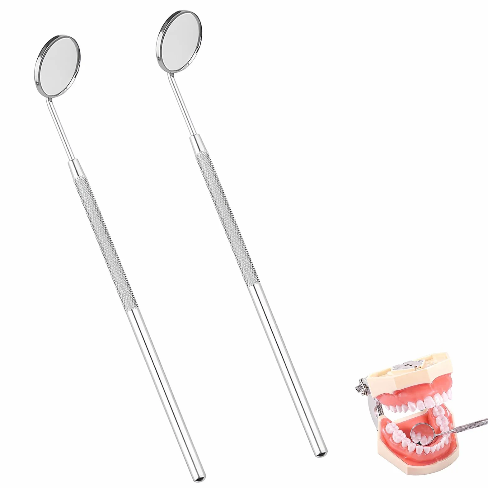 Profesional Set de Cuidado Dental con 2 Espejos Dentales de Acero Inoxidable, Anti-Vaho 45 Grados