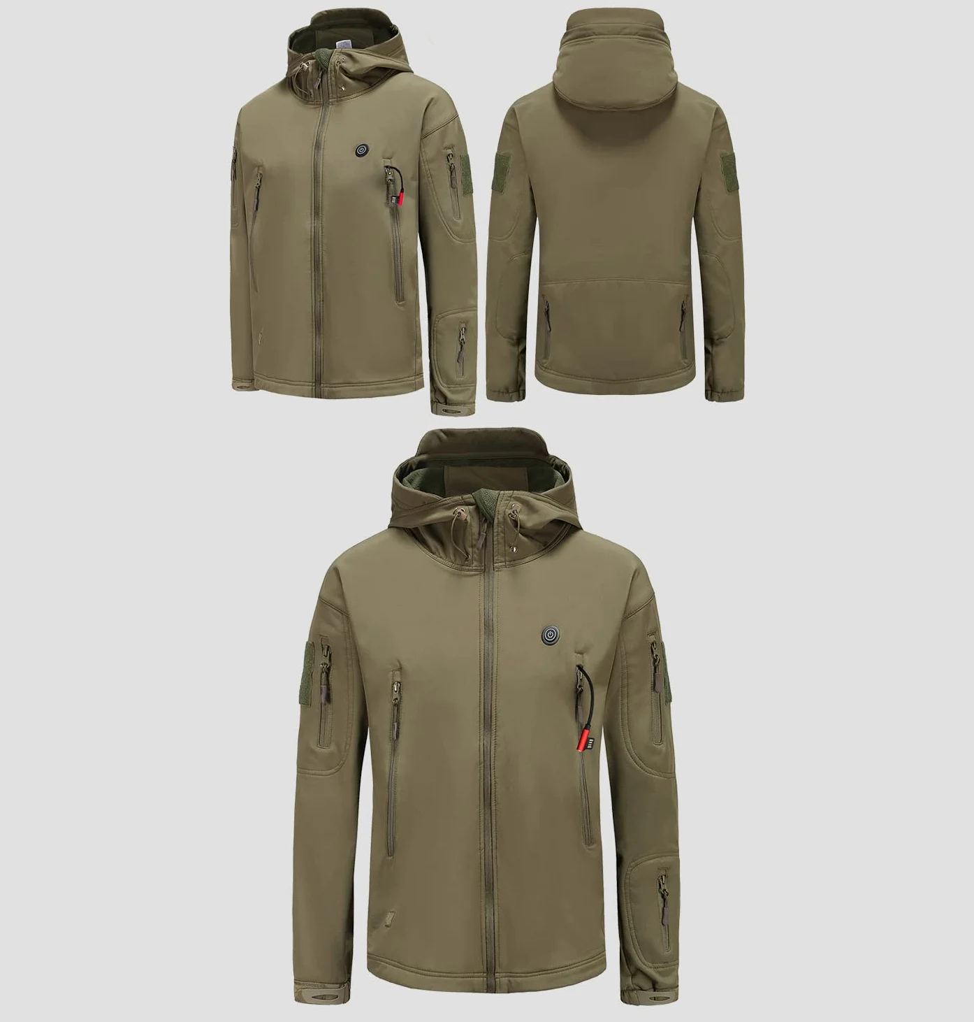 scosao Chaqueta con Calefacción Hombre Recargable USB Chaquetas Calefactables A Prueba de Viento Abrigo Gorro Calefactable de Invierno Chamarra para Caza Pesca Moto Esquí Camping