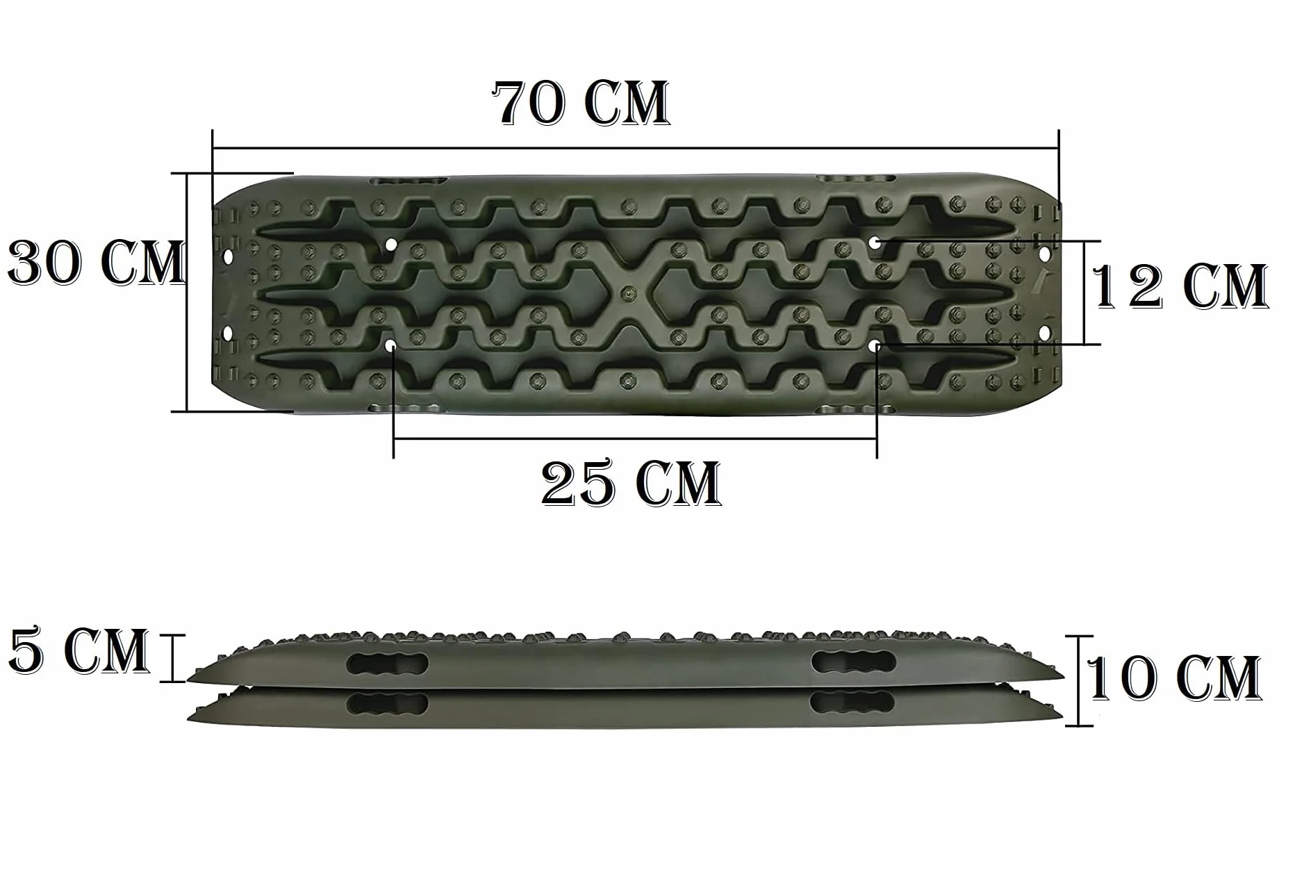 Tablas de tracción 4x4 70x30cm para nieve, barro y polvo