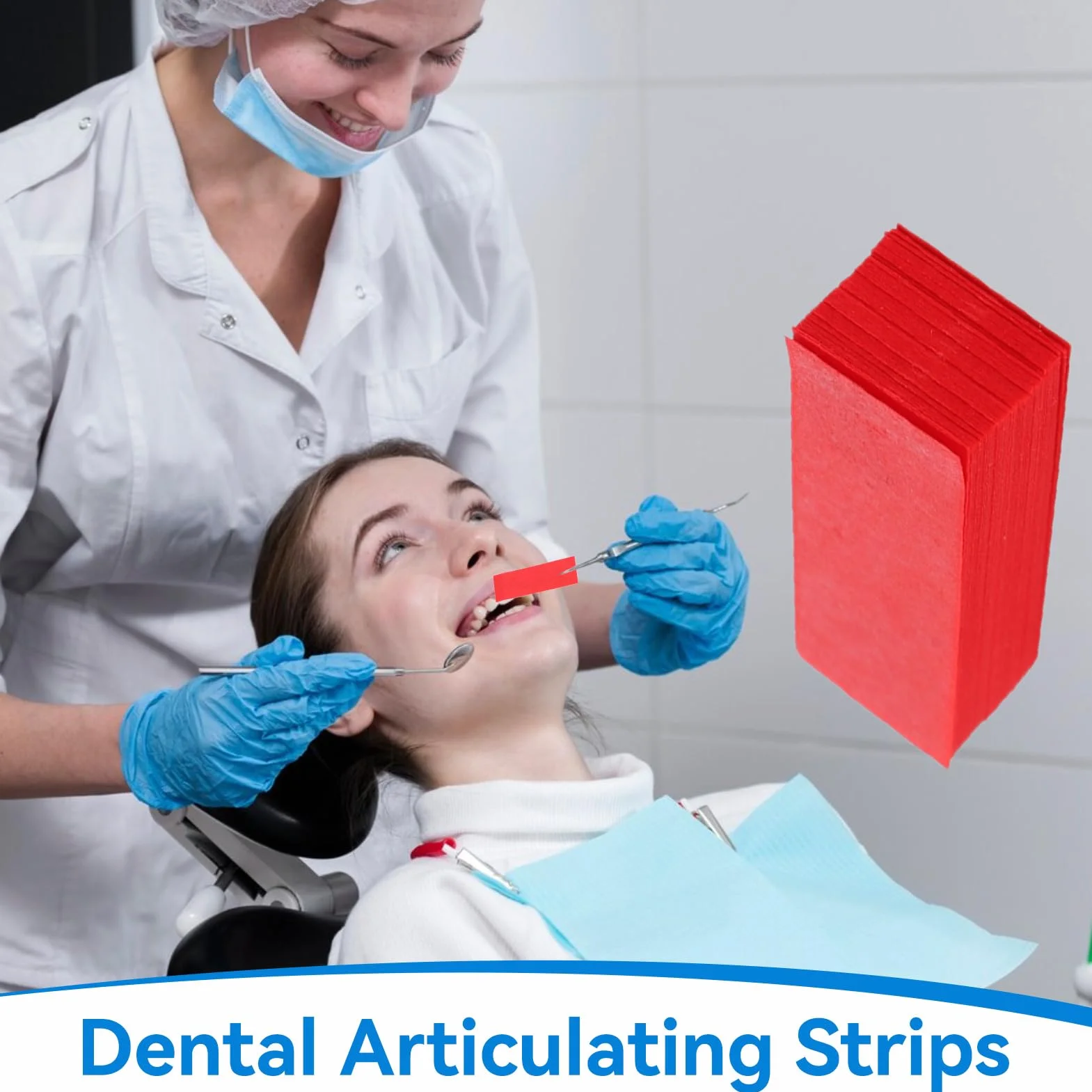 Papel de articulación dental 300 piezas con dispensador de plástico rojo