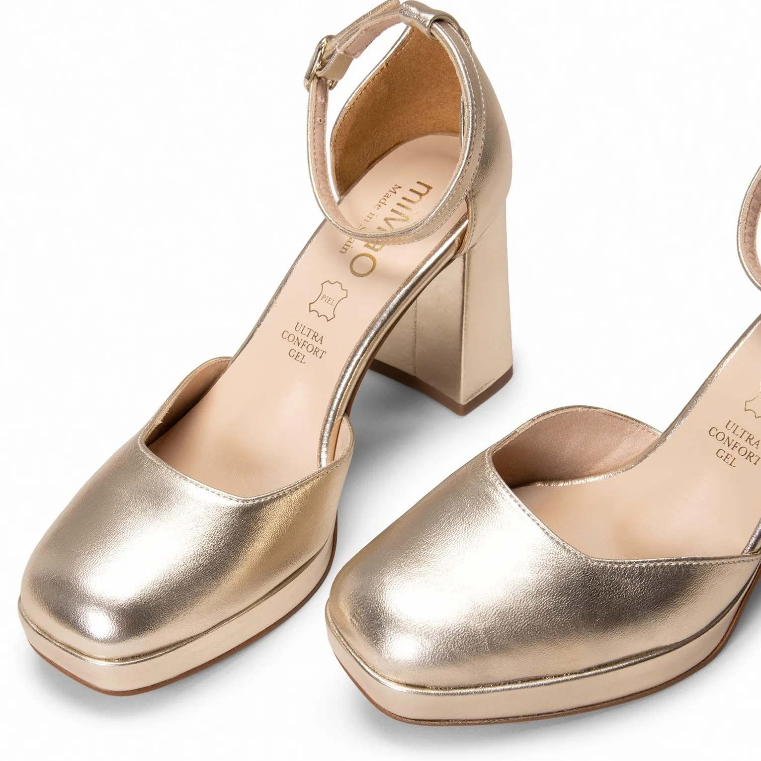 miMaO. Zapatos de Fiesta con Pulsera de tacón Alto y Ancho con Plataforma. Hecho en España