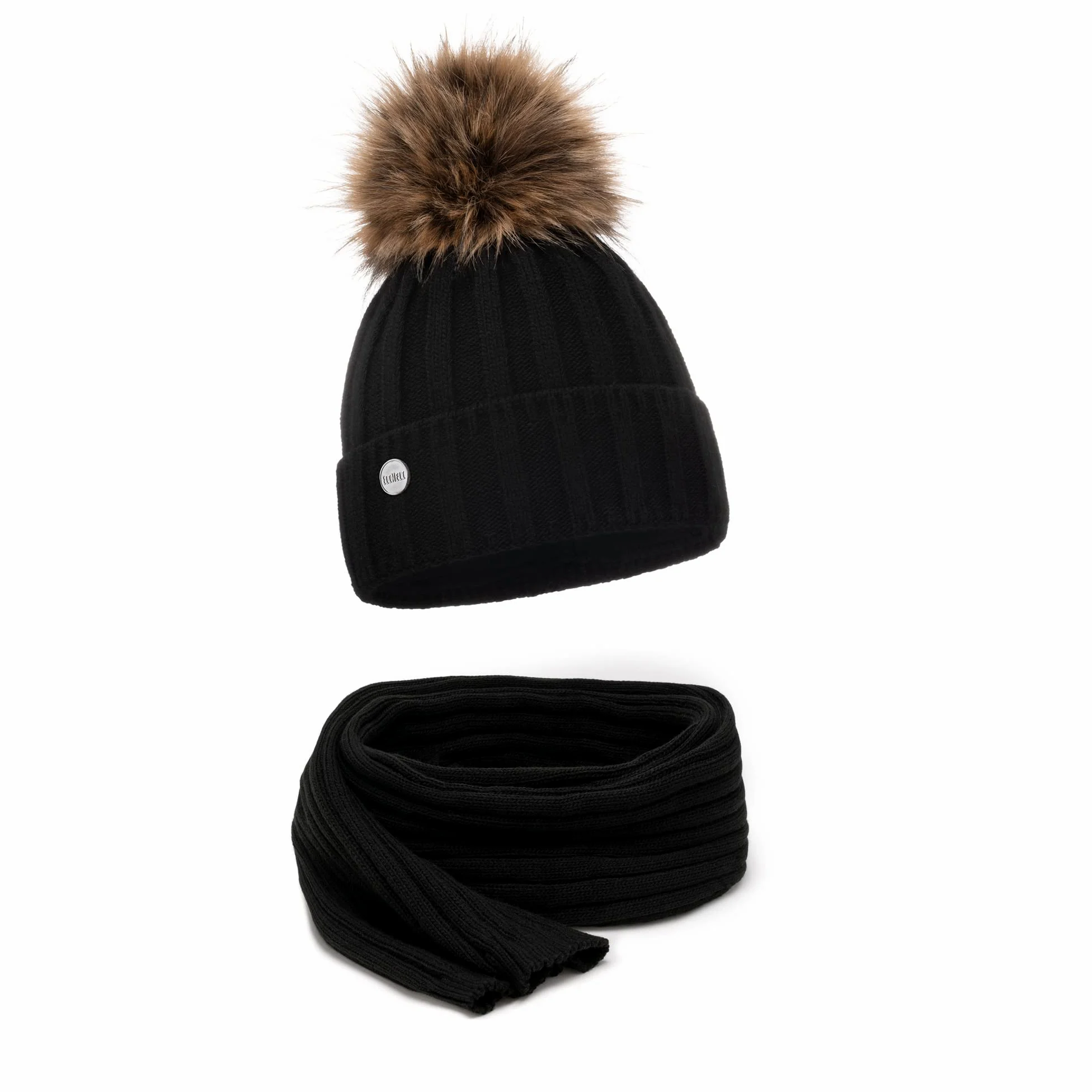 ELIMELI Gorro de cachemira para mujer, de invierno, cálido, gorro de lana con cachemira, gorro de invierno con pompón de piel sintética, gorro de punto para mujer, para invierno, gorro de pompón,