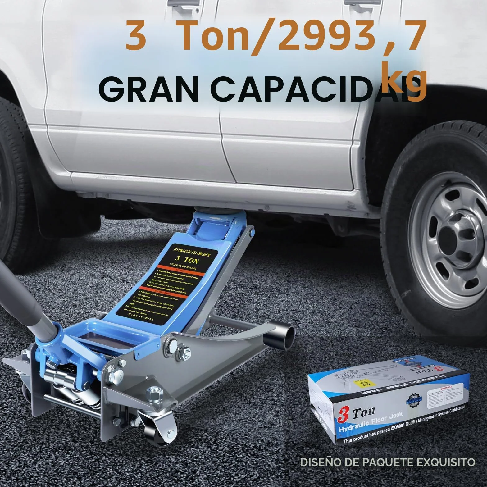 LARBANKE Gato hidráulico de perfil bajo 3 toneladas aluminio acero bomba doble elevación rápida 2993,7 kg