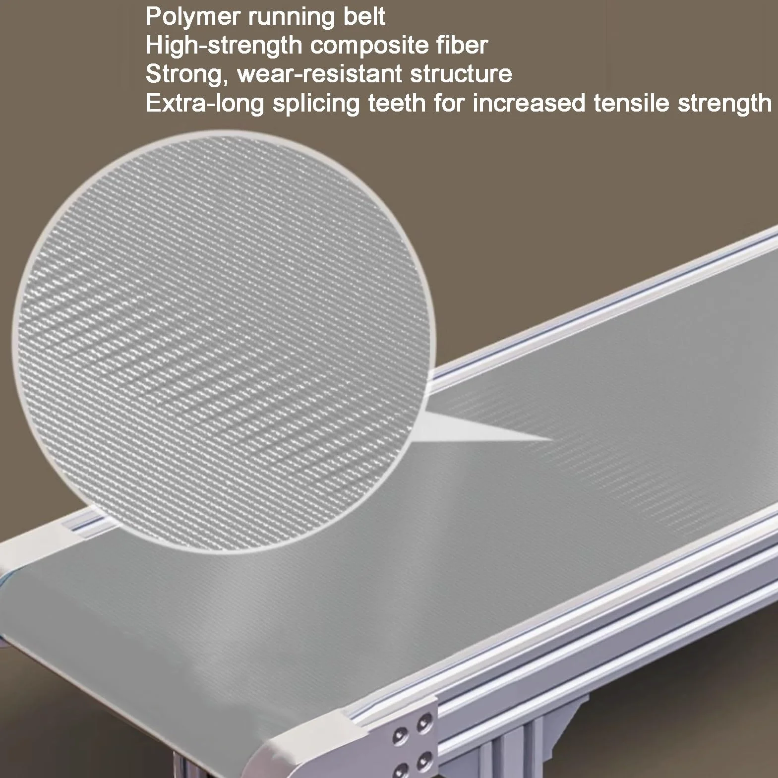 Máquina transportadora de banda plana de aleación de aluminio velocidad ajustable 18 x 50 cm