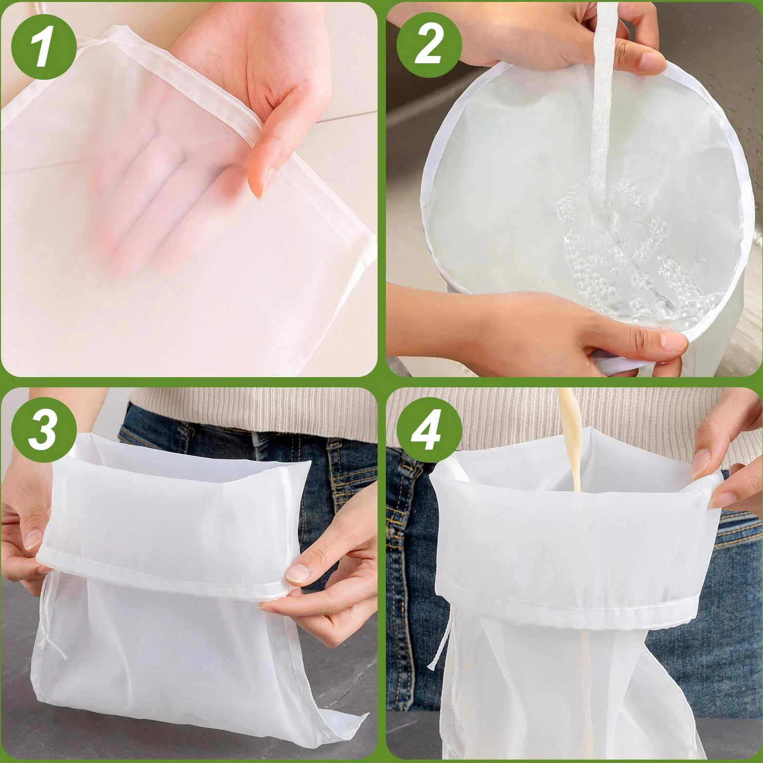 Bolsas de Filtro de Malla Fina para Leche de Nueces, Cerveza, Fruta, Verdura, Vino - Saco de Filtración