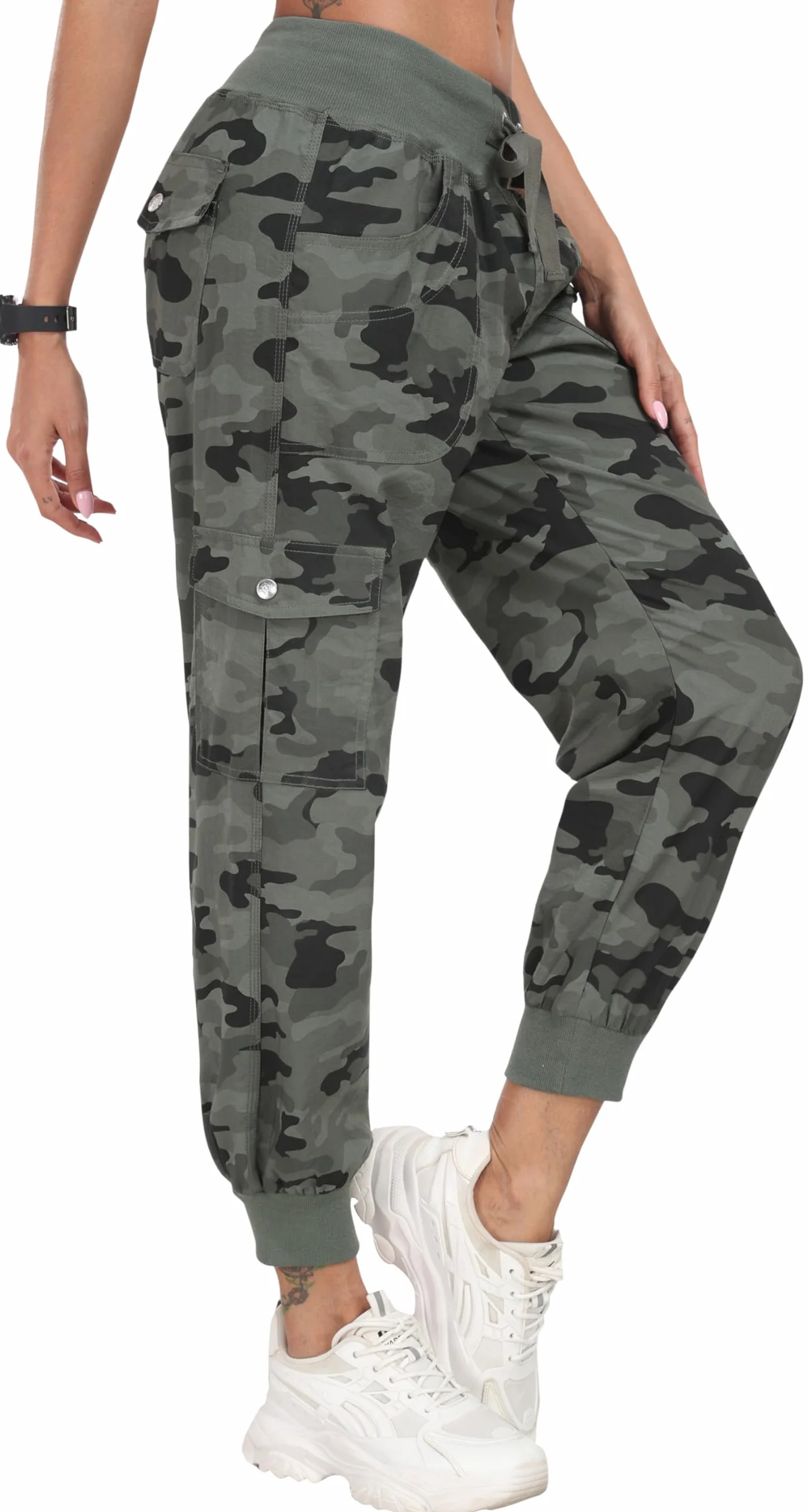 JINSHI Pantalones Mujer Cargo Pantalón Largo Trabajo Pant Deportivo Jogger Cintura Alta con Bolsillos
