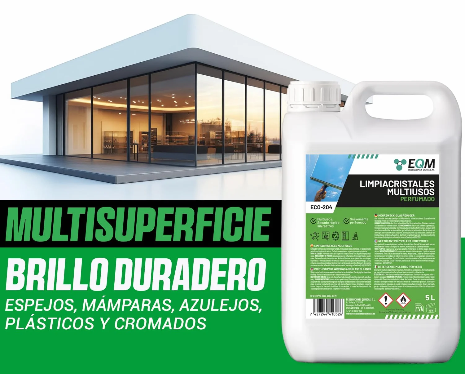 EQM ECO-204 Limpiacristales Multiusos Profesional 5L