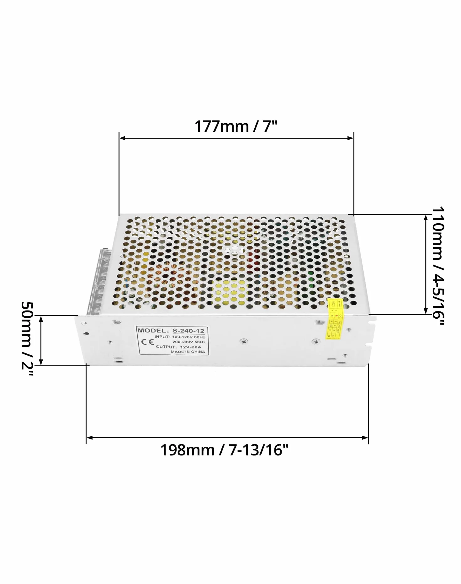 QWORK Fuente de alimentación conmutada DC 12V 20A 240W LED Transformador de Potencia