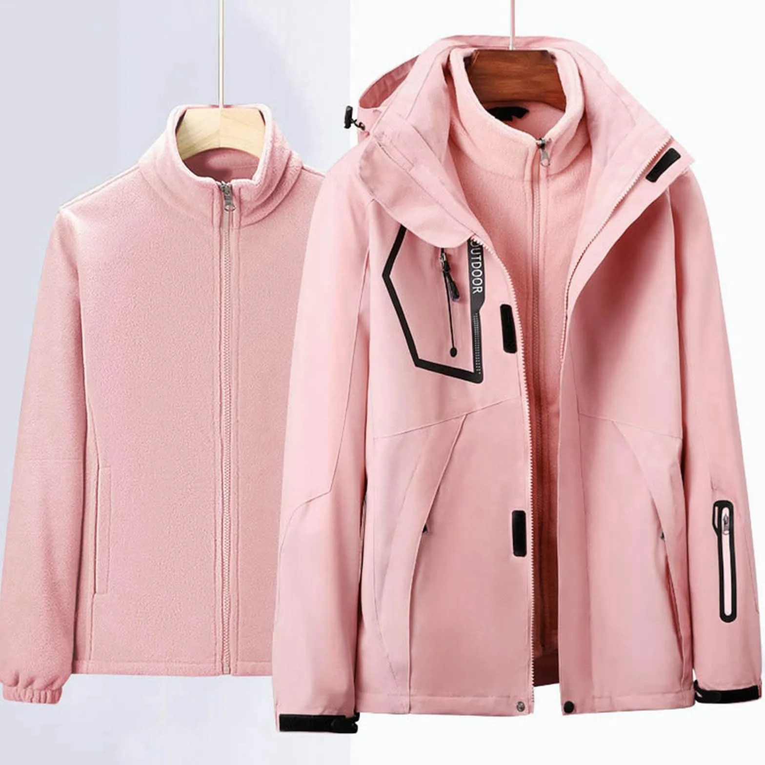Generisch 2026 Chaqueta de nieve de dos piezas para mujer, abrigo de invierno a prueba de viento con extraíble