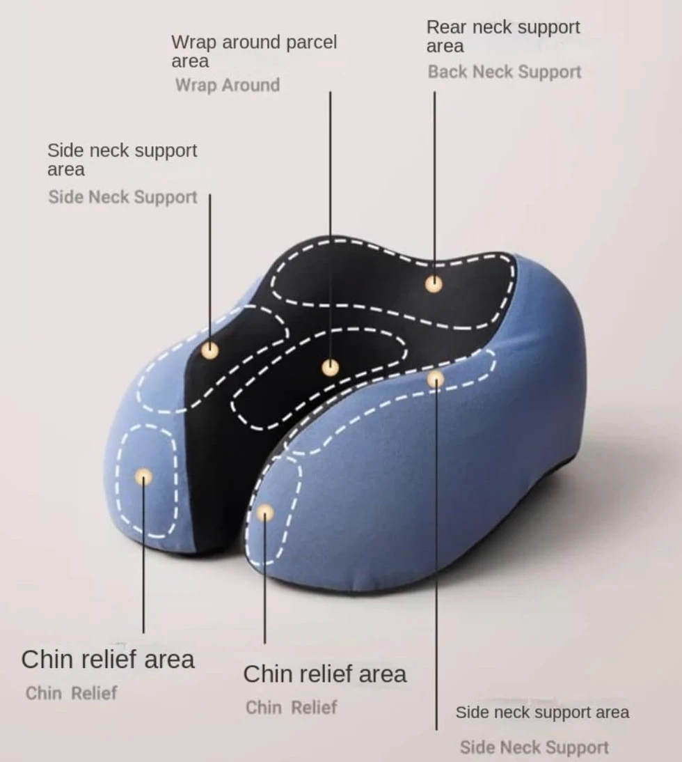 Cojin Cuello Viaje Almohada De Viaje De Espuma Viscoelástica con Hebilla Ajustable Almohada De Viaje para El Cuello Almohada para Avión Almohada Avion(Grün)
