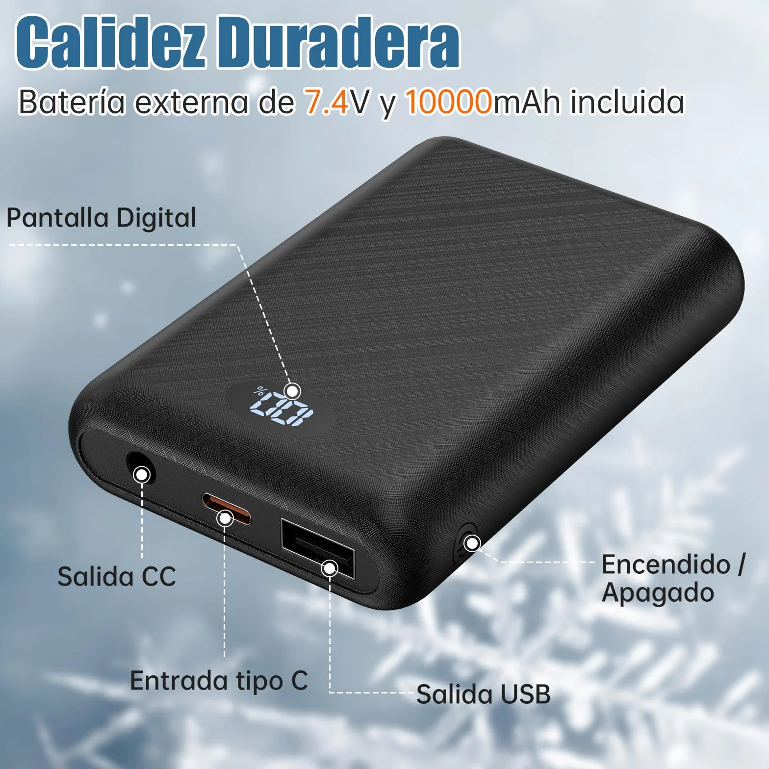 Chaleco Calefactable Hombre con Batería 7.4V 10000mAh, Deepoter Chaleco Térmico Eléctrico 8 Zonas Calefactables, 3 Ajustes de Temperatura, Chaqueta Calefactable - Ideal para Deportes al Aire Libre (L)