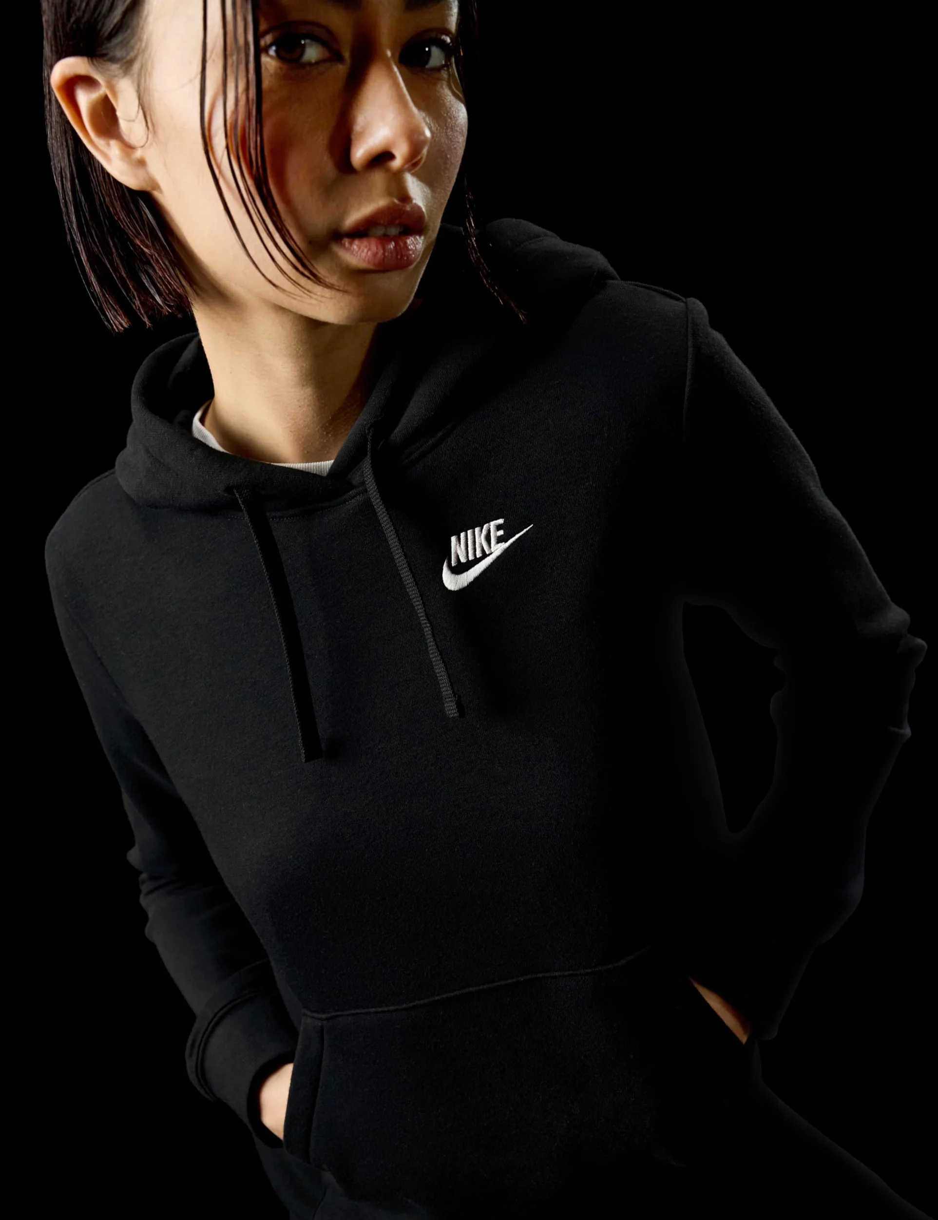 NIKE DQ5793-010 W NSW Club FLC STD PO HDY Sweatshirt Mujer Blanco Negro Tamaño XS