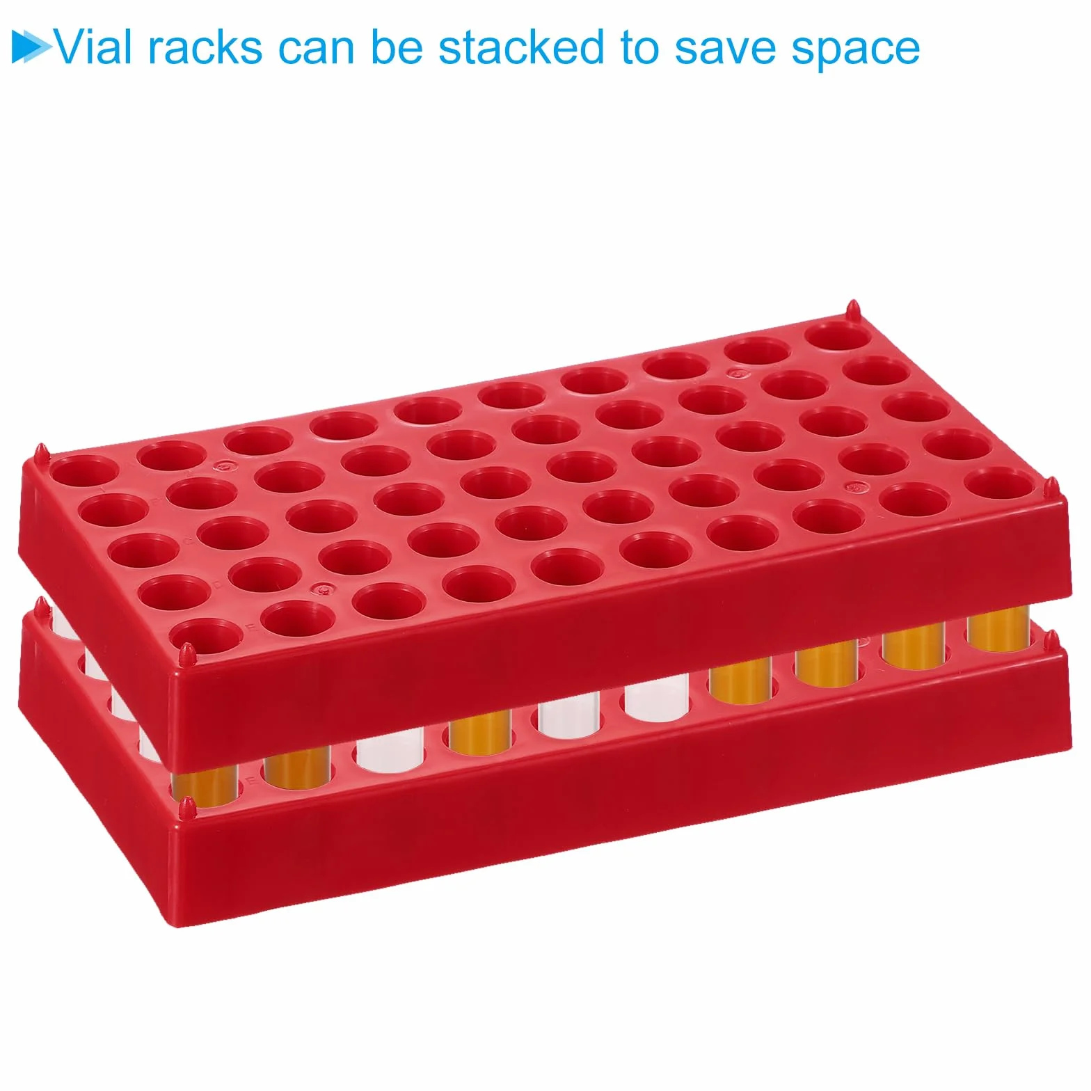 PATIKIL Soporte para Viales de 2ml para Autosamplers, 3 Bandejas Apilables de 50 Pocillos, Rojo