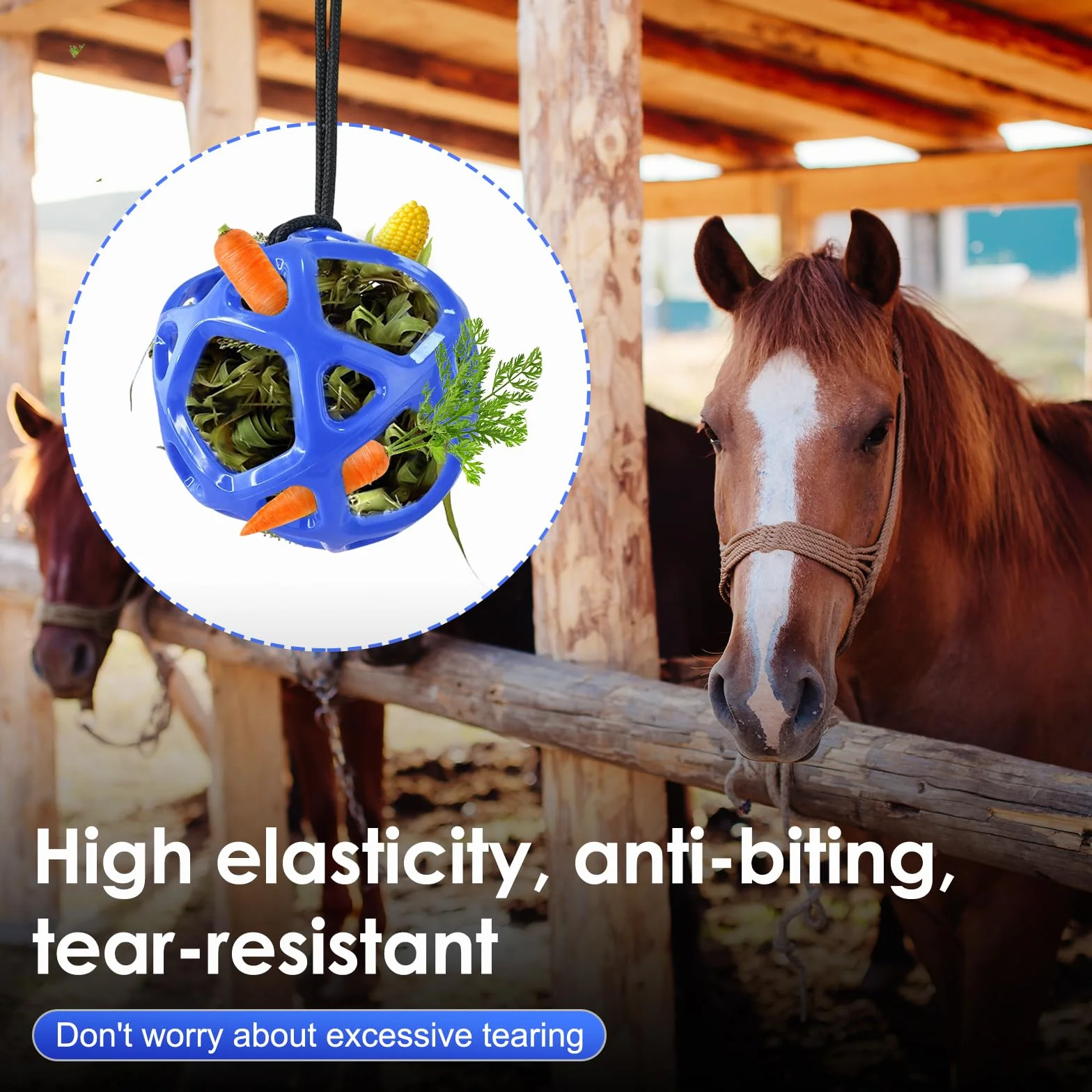 Pelota de juguete para caballos de 19 cm, rellenable con zanahorias, alivio del estrés