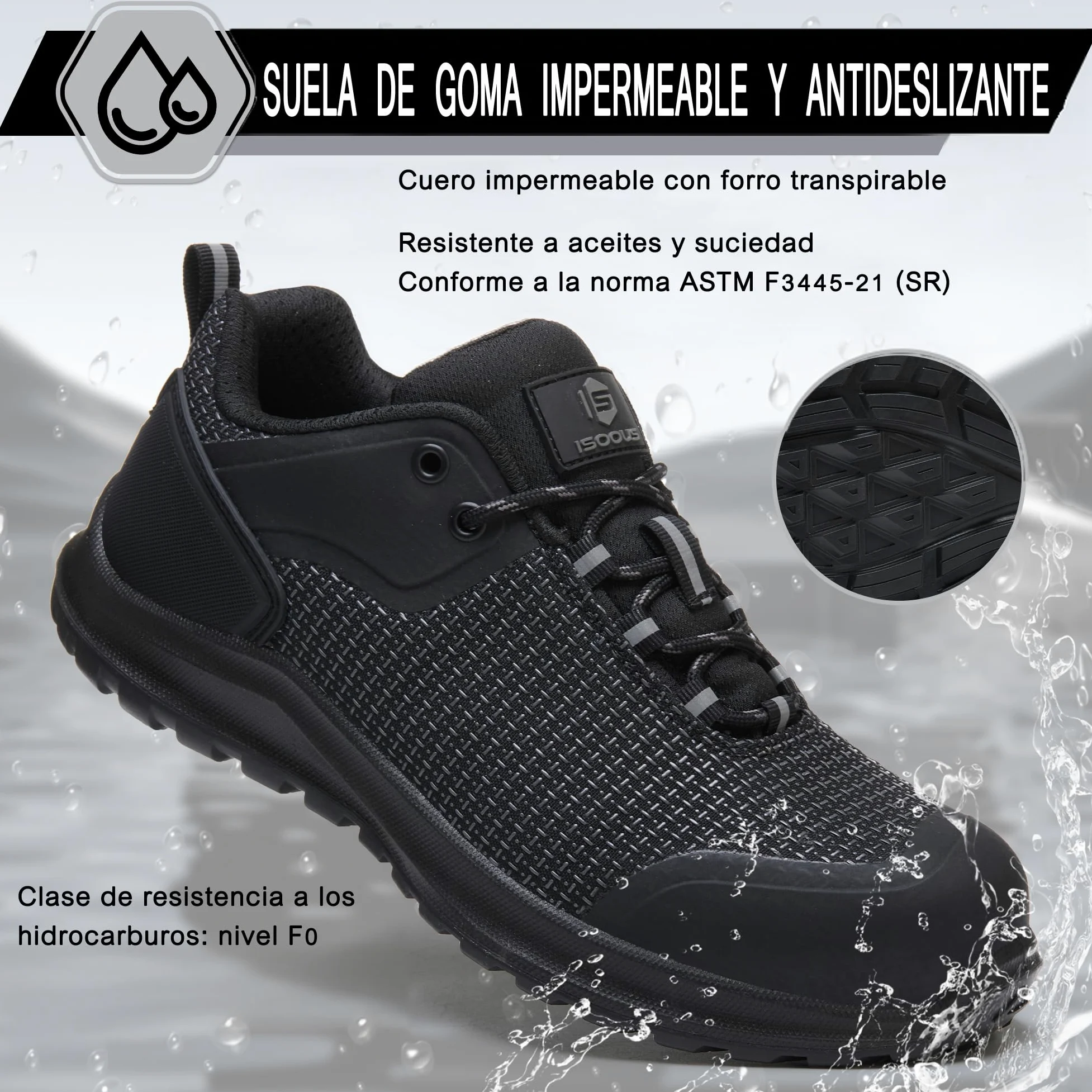 Zapatos de Seguridad para Hombre Mujer S3 ESD Calzado de Seguridad SRC FO | Antideslizante Zapatillas Trabajo Impermeables Zapatos de Trabajo sin Metal Resistente al Calor
