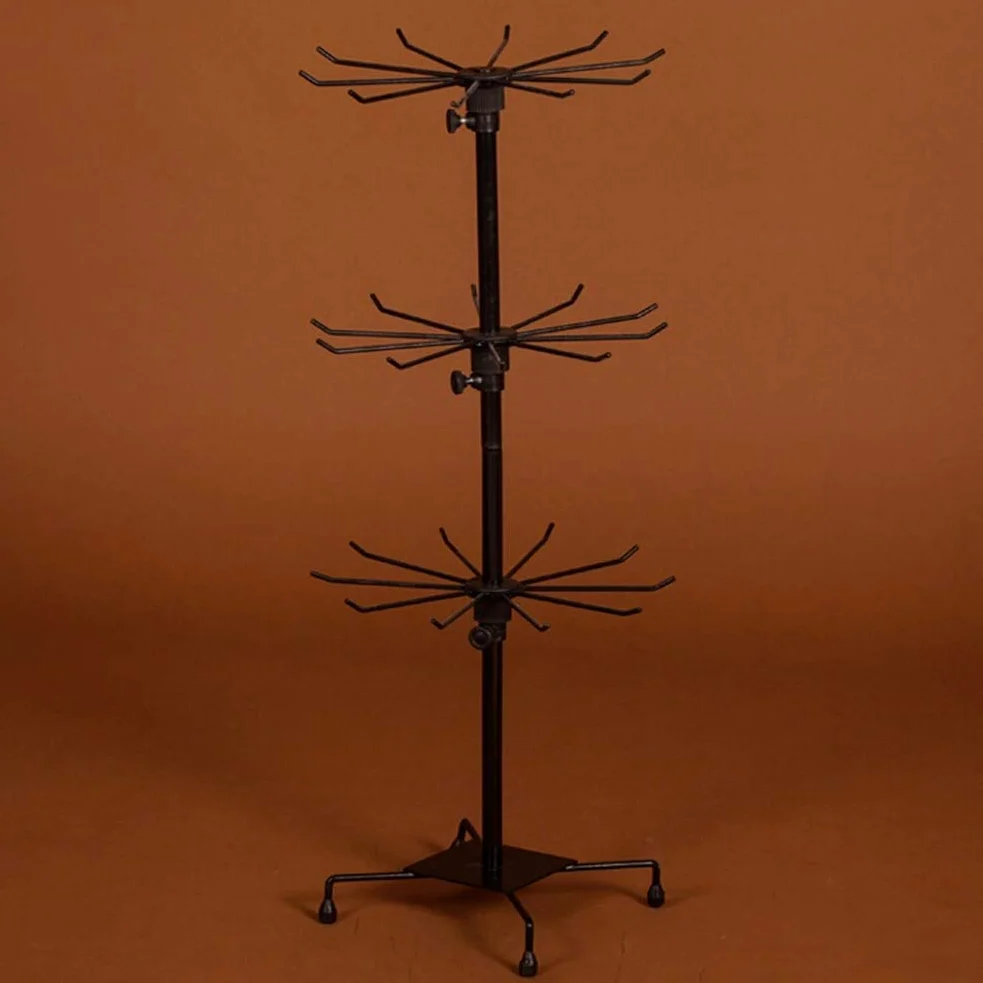 Soporte de exhibición de joyería de 3 niveles, soporte giratorio para collares, encimera de metal para el hogar, tiendas minoristas, salas de exposición, perfecto para collares y accesorios